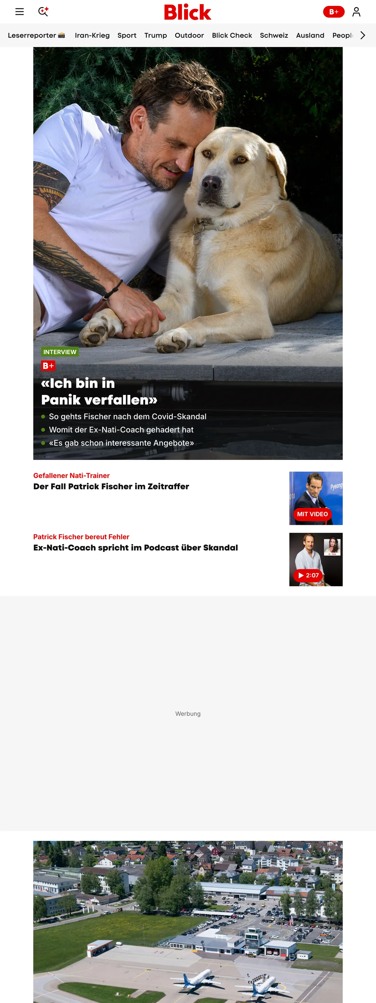 Screenshot of the Blick front page