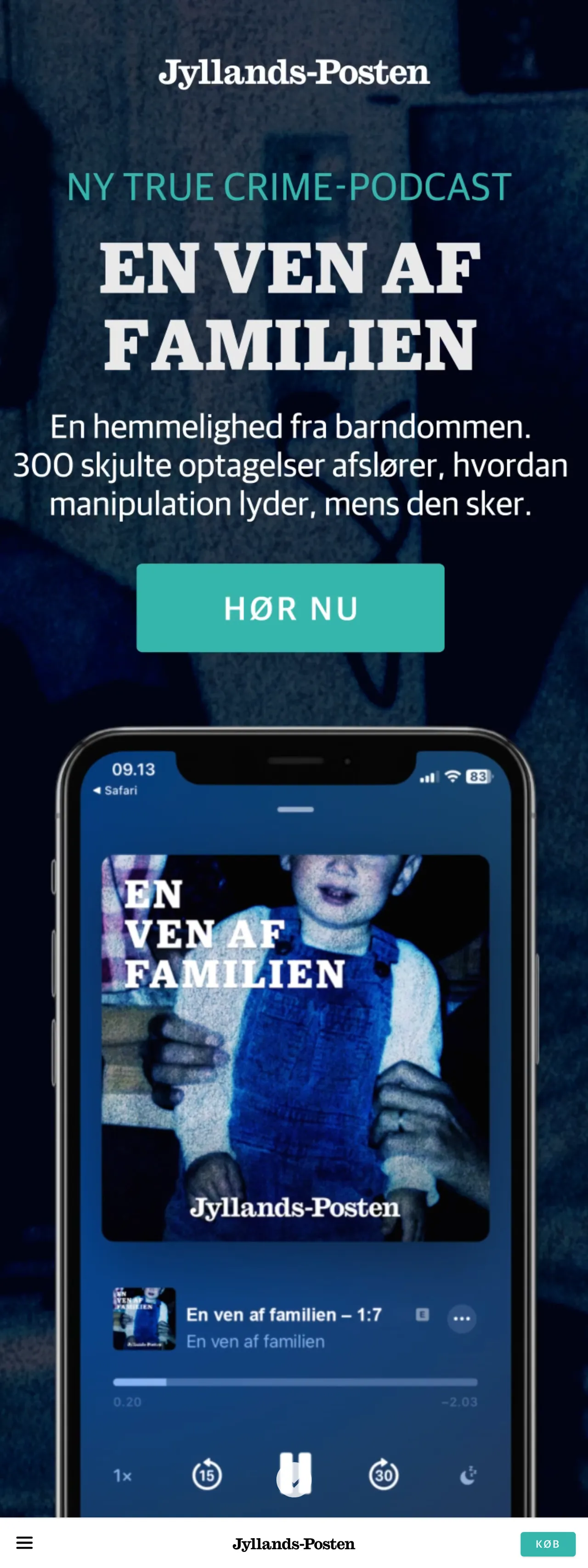Screenshot of the Jyllands-Posten front page