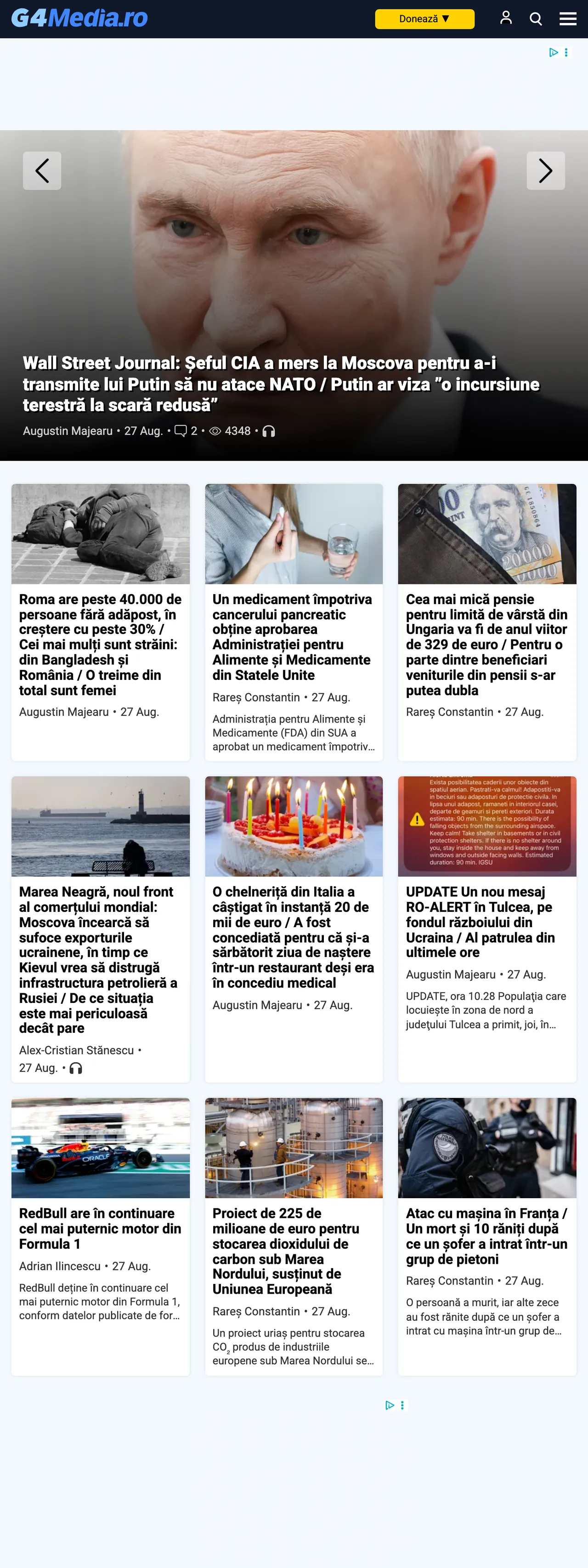 Screenshot of the G4Media front page