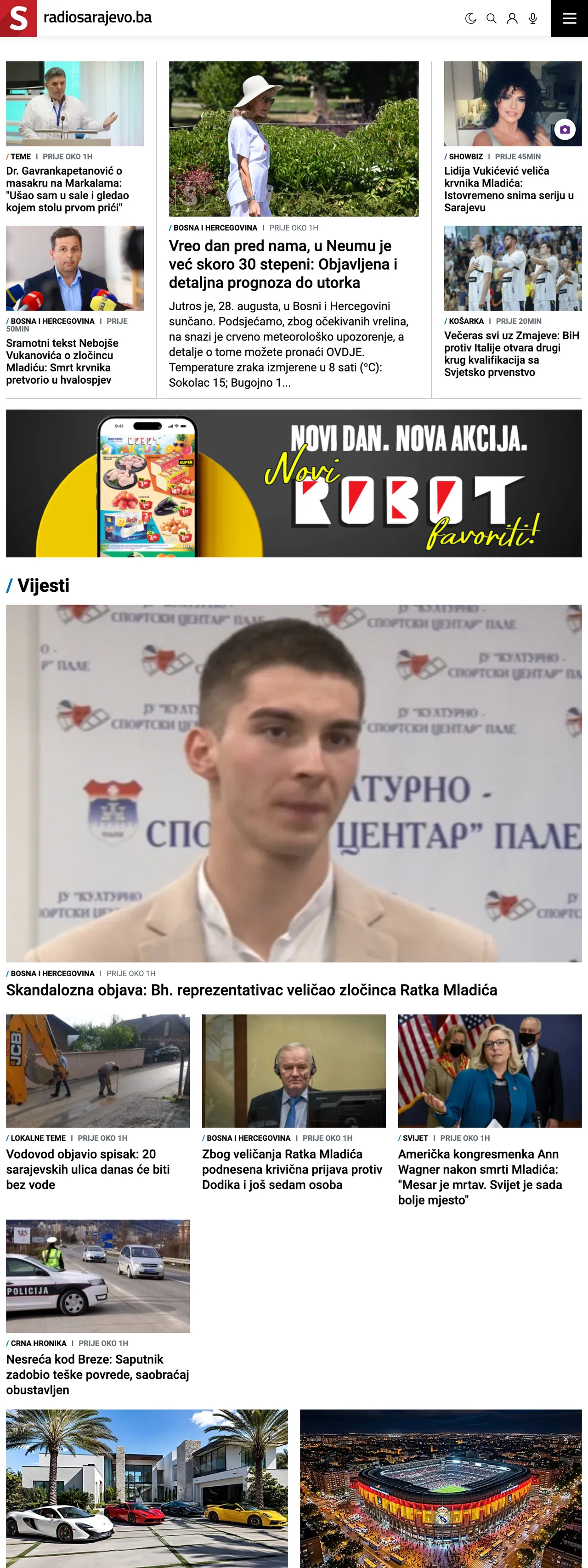 Screenshot of the Radio Sarajevo front page