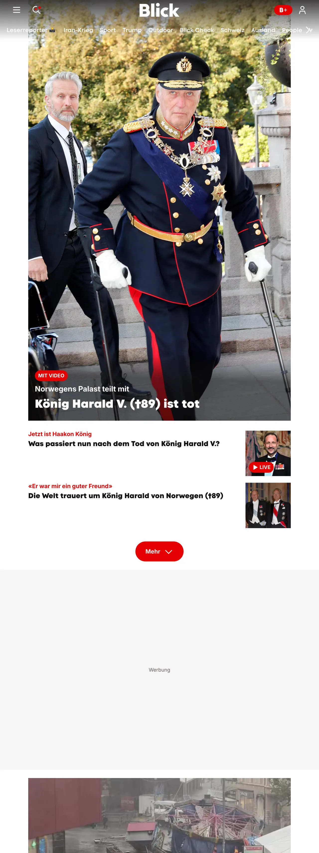 Screenshot of the Blick front page