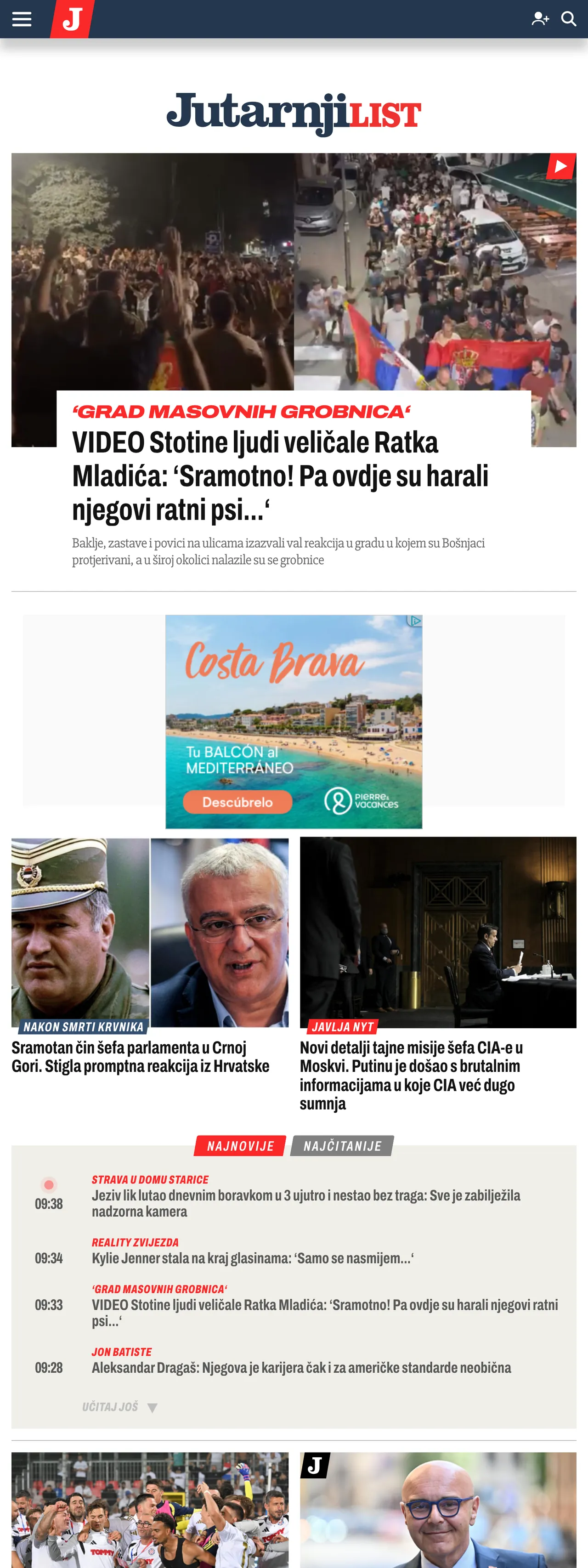 Screenshot of the Jutarnji list front page