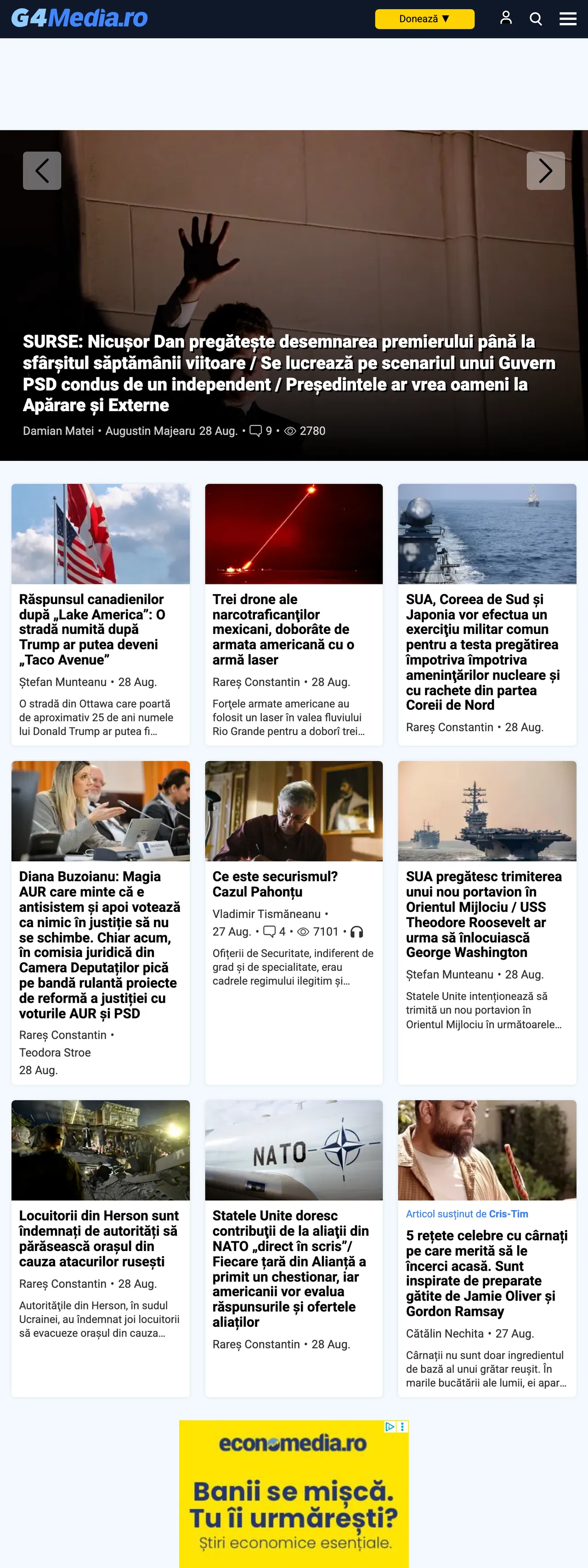 Screenshot of the G4Media front page