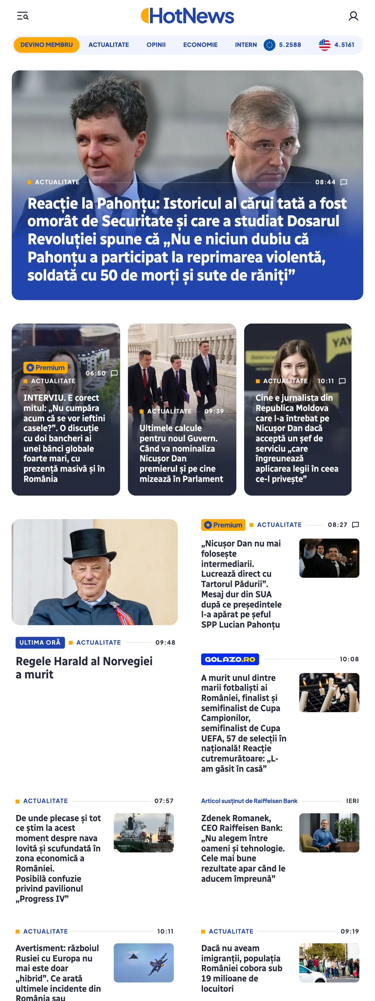 Screenshot of the HotNews.ro front page
