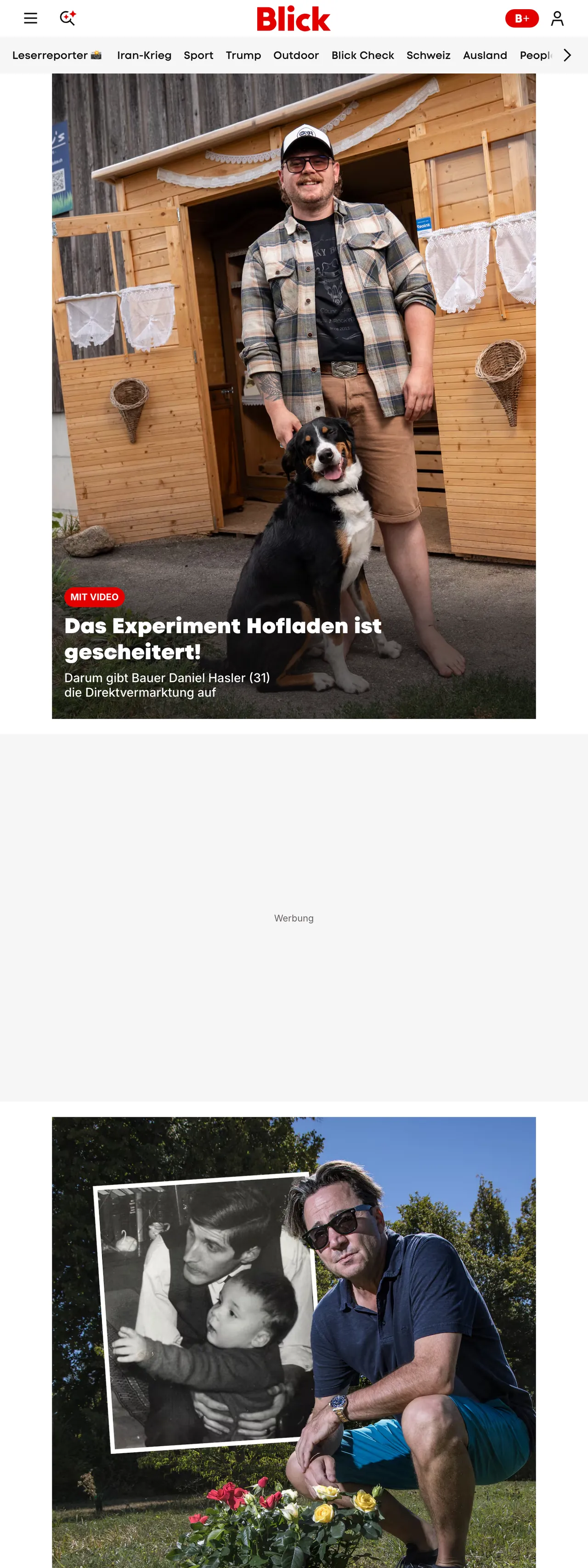 Screenshot of the Blick front page