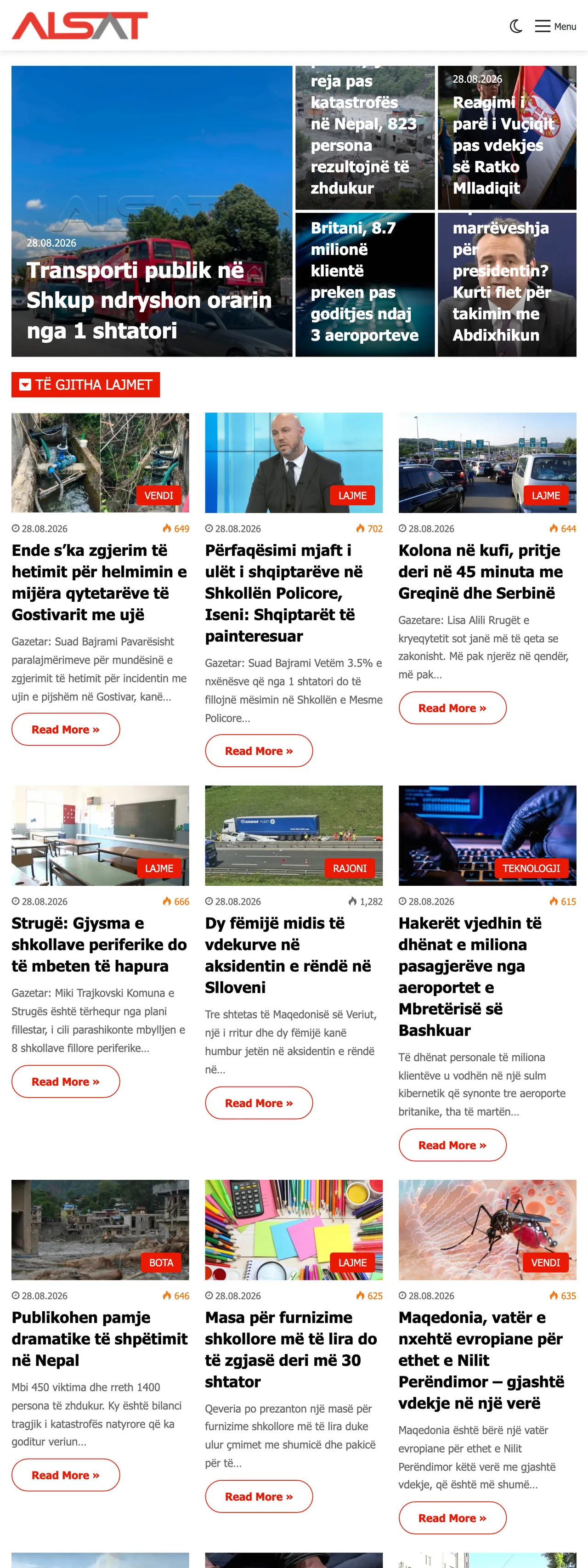 Screenshot of the ALSAT front page