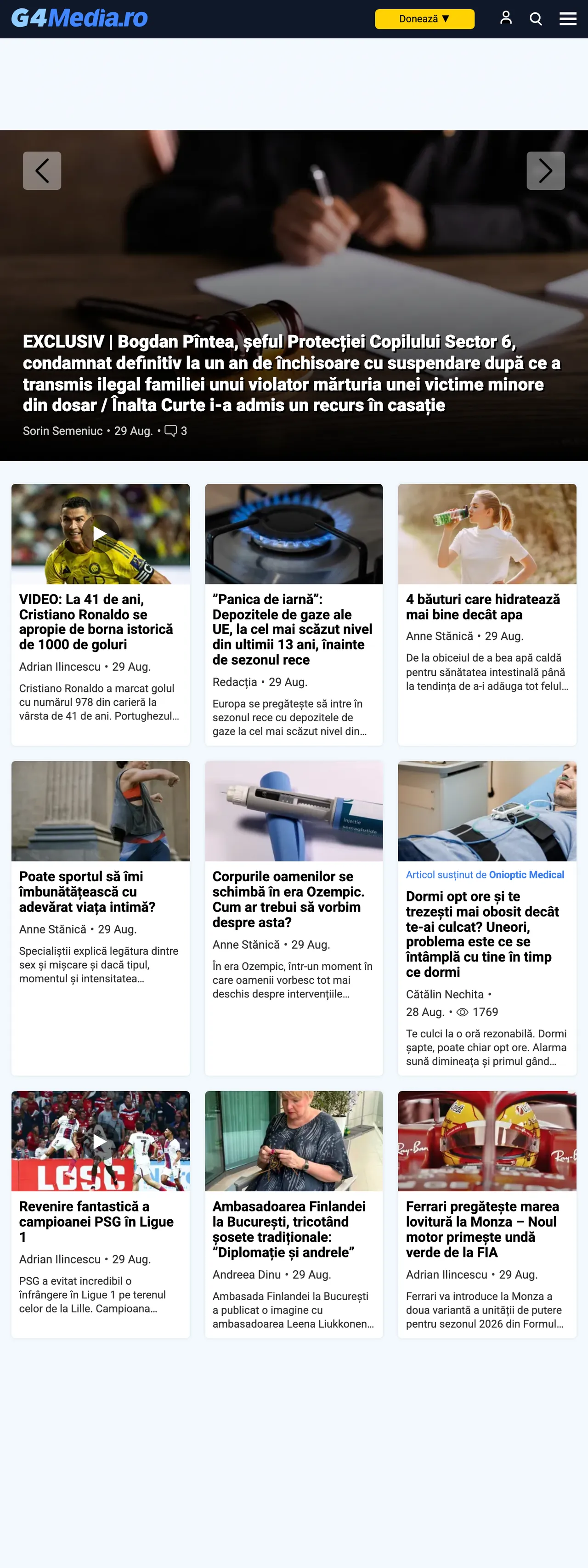 Screenshot of the G4Media front page