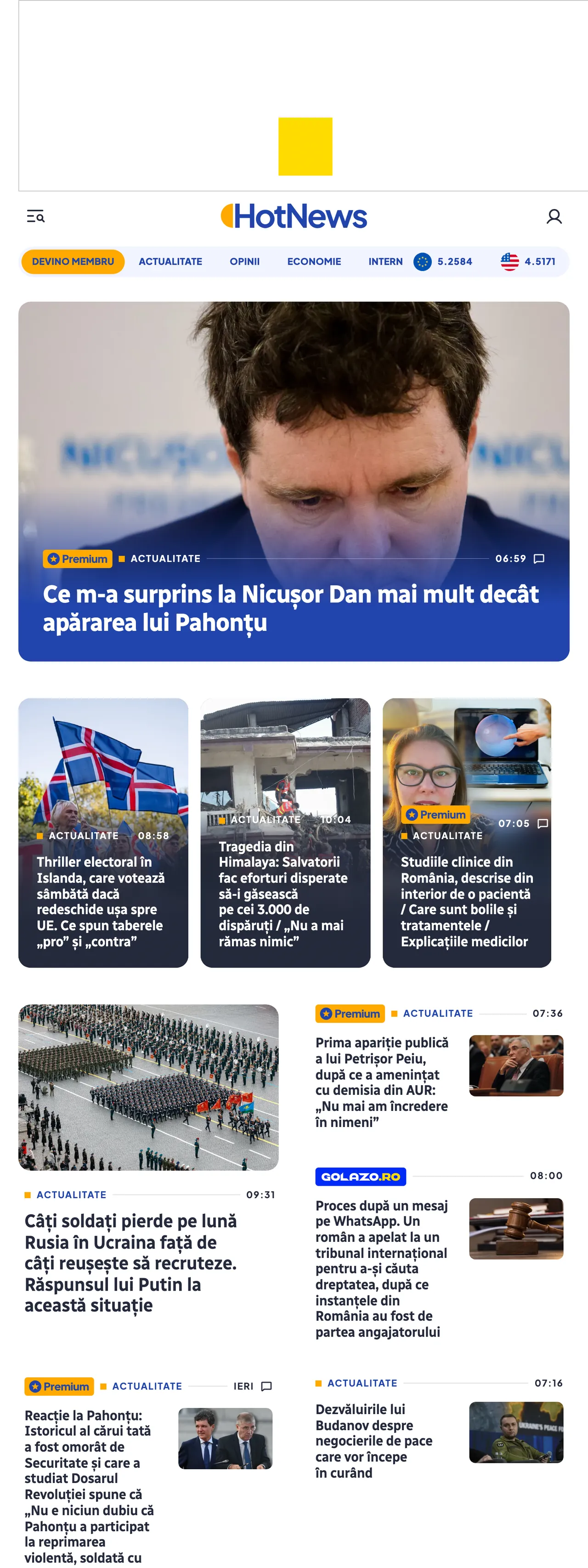 Screenshot of the HotNews.ro front page