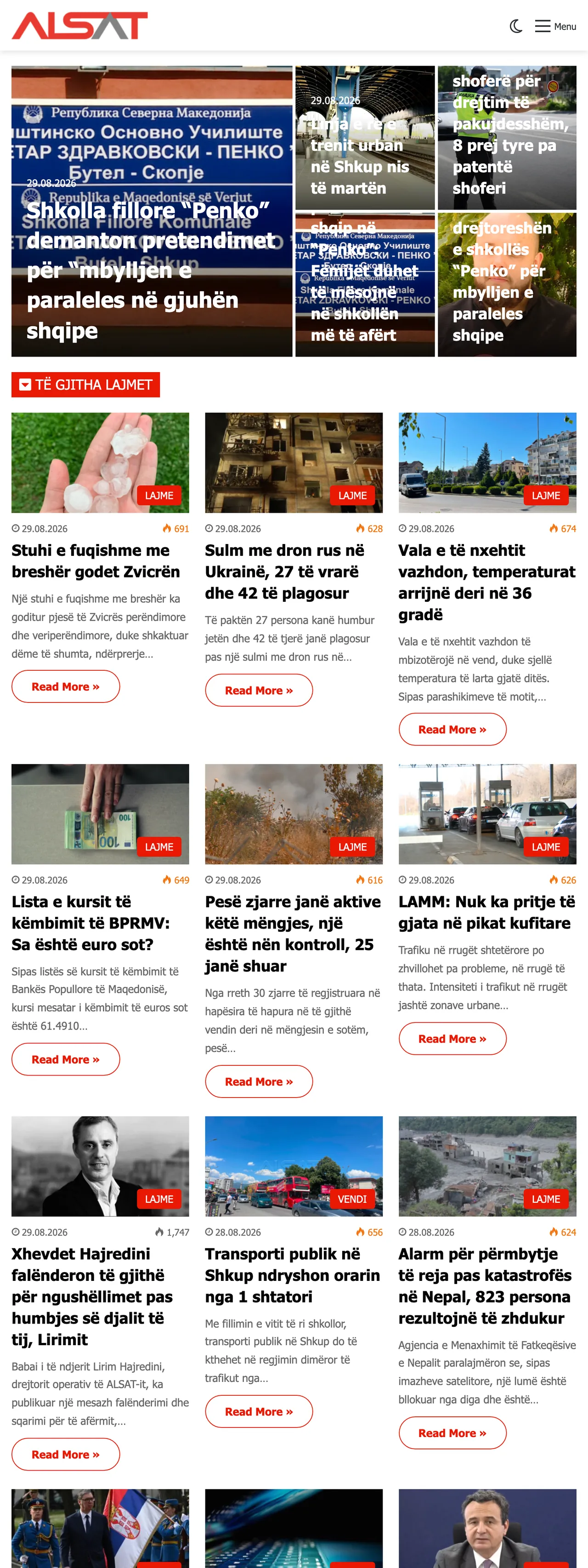 Screenshot of the ALSAT front page