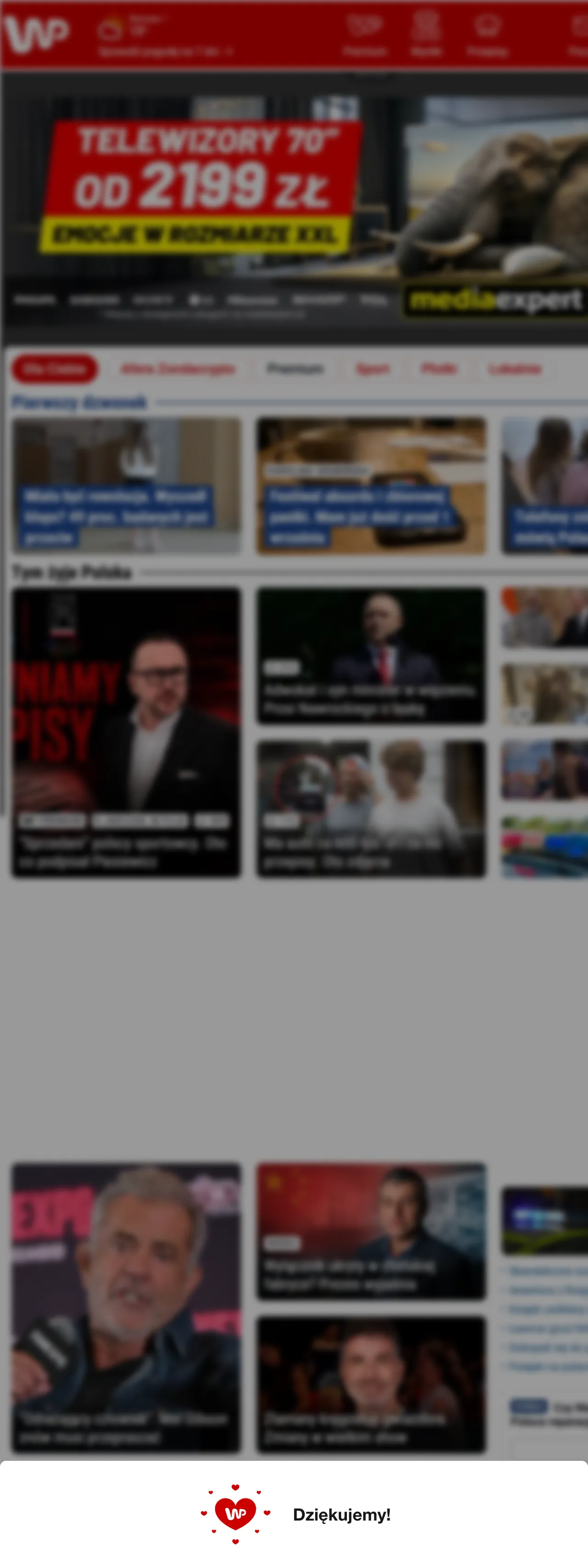 Screenshot of the Wirtualna Polska front page