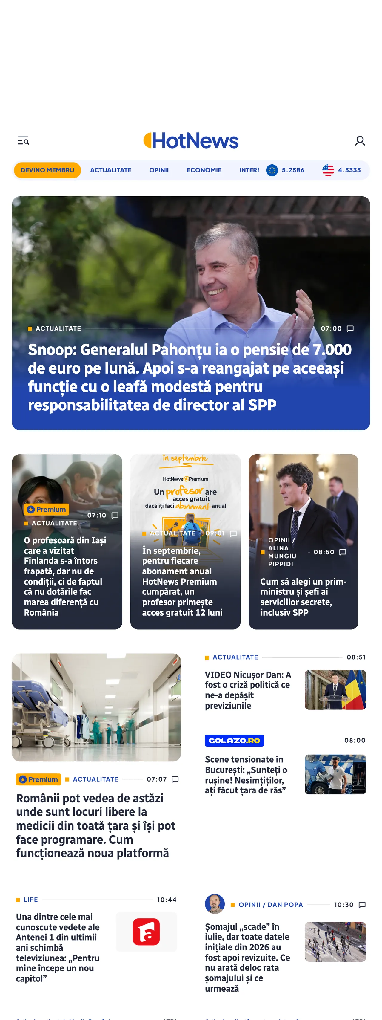 Screenshot of the HotNews.ro front page
