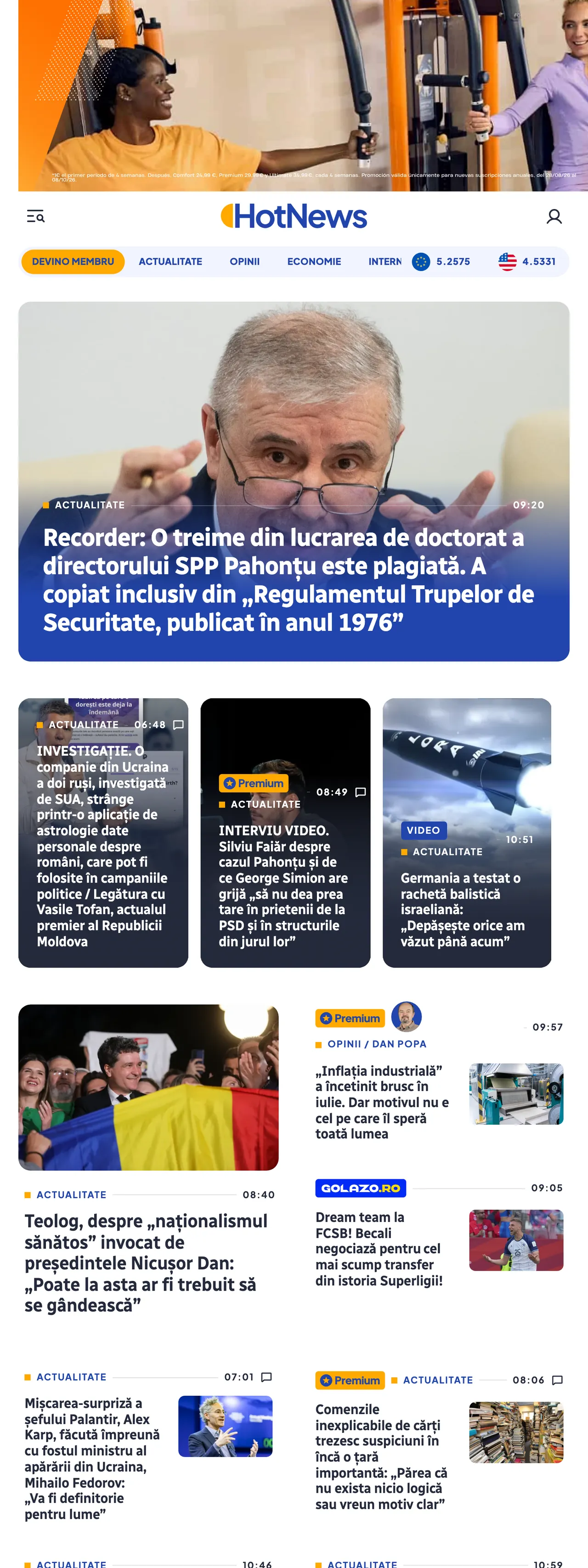 Screenshot of the HotNews.ro front page