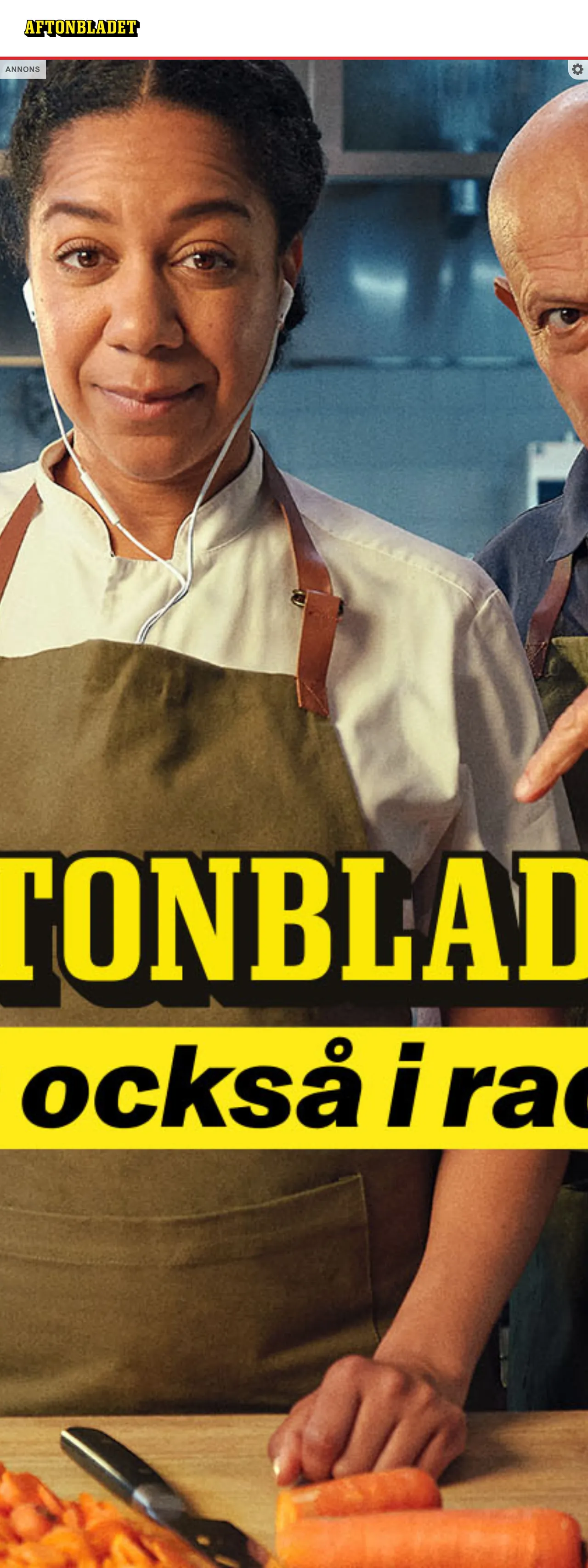 Screenshot of the Aftonbladet front page