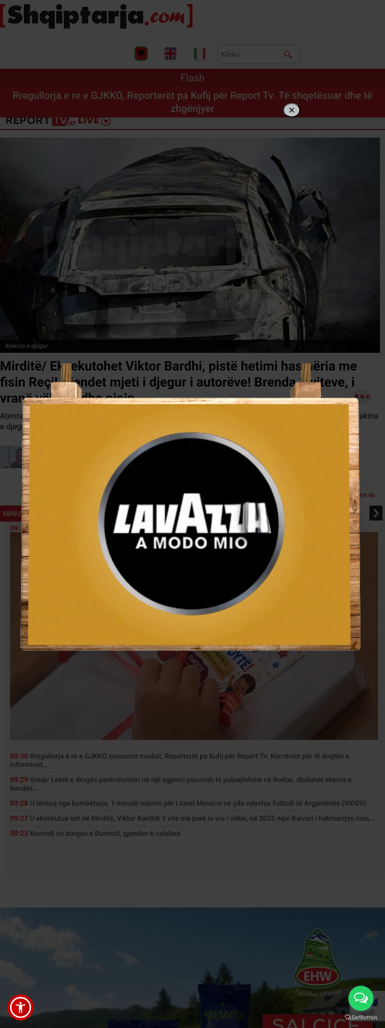 Screenshot of the Shqiptarja.com front page