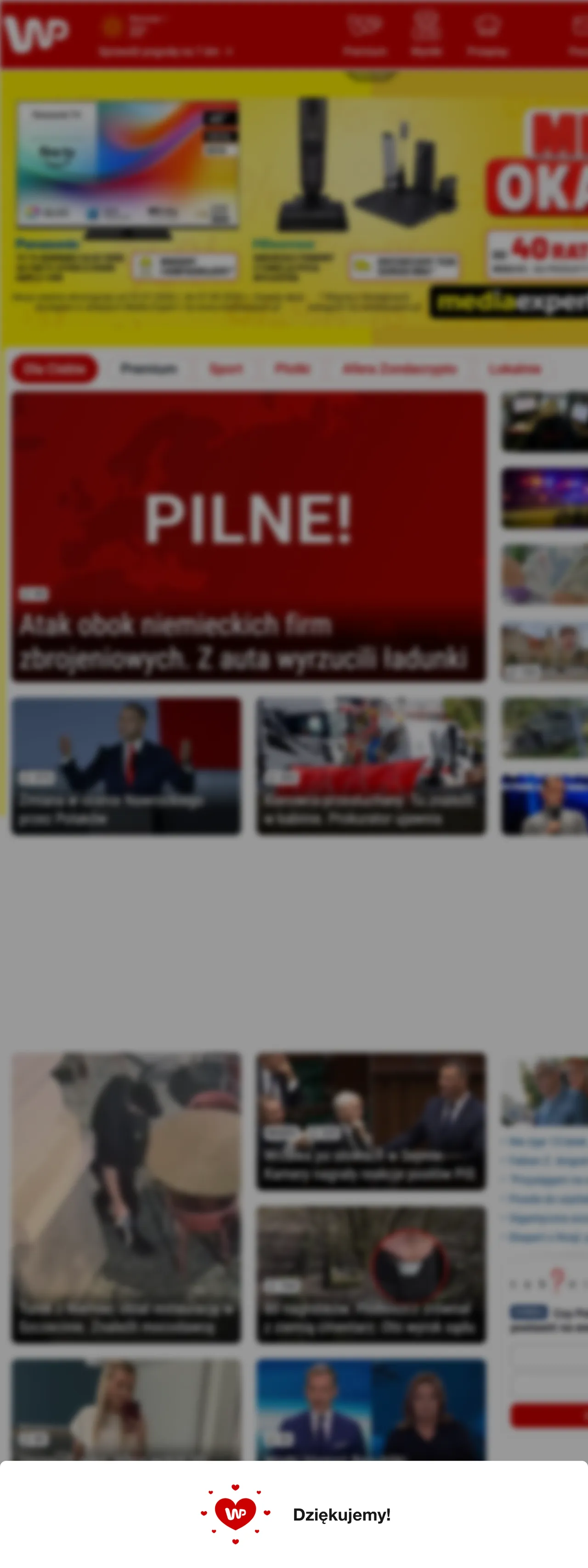 Screenshot of the Wirtualna Polska front page