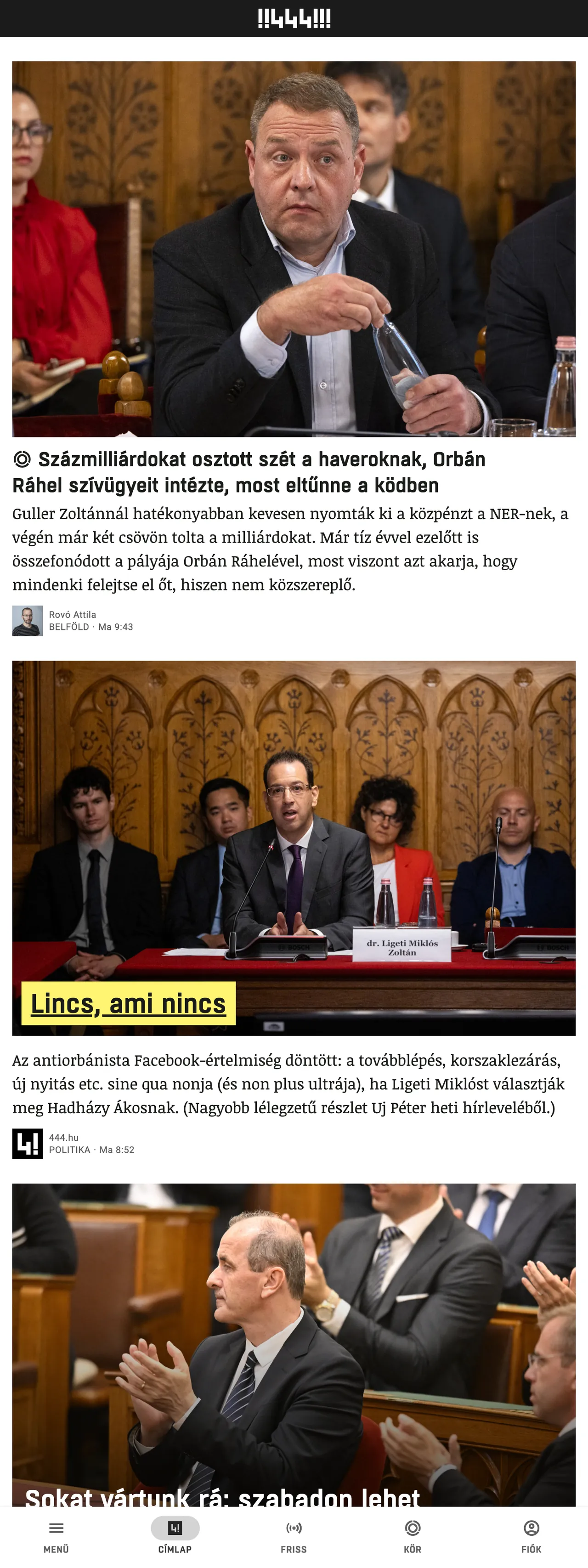 Screenshot of the 444 front page