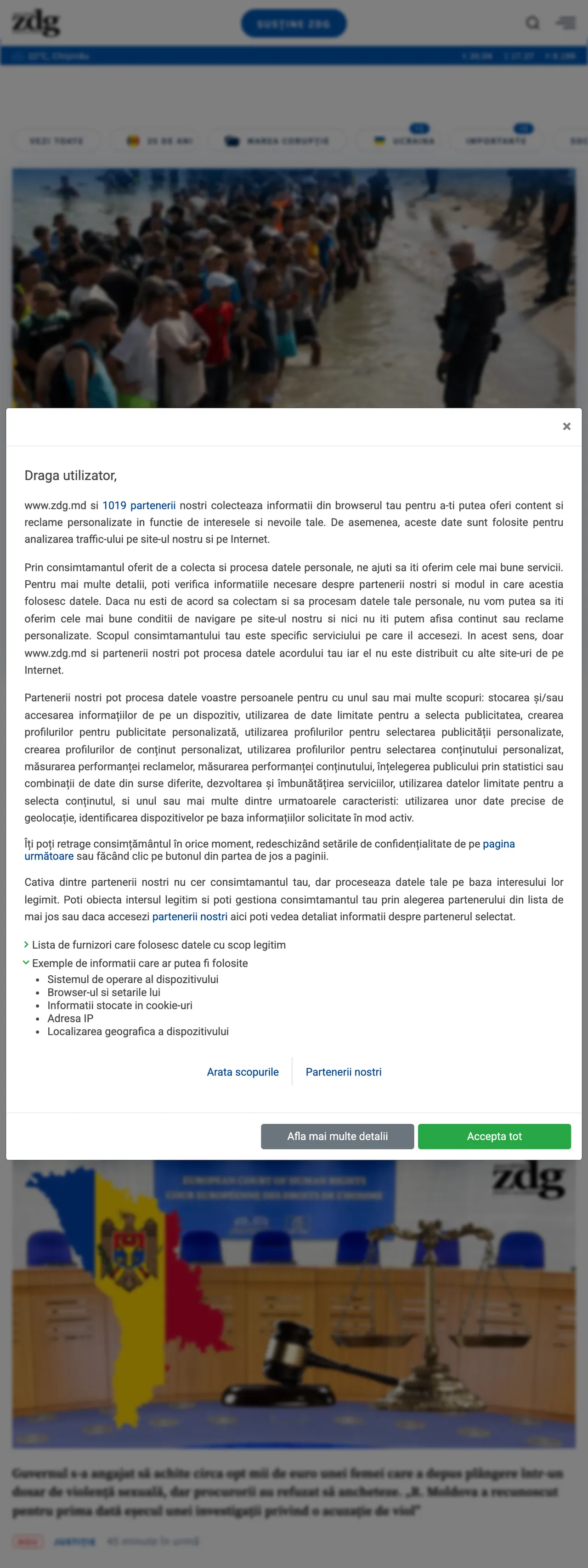 Screenshot of the Ziarul de Gardă front page