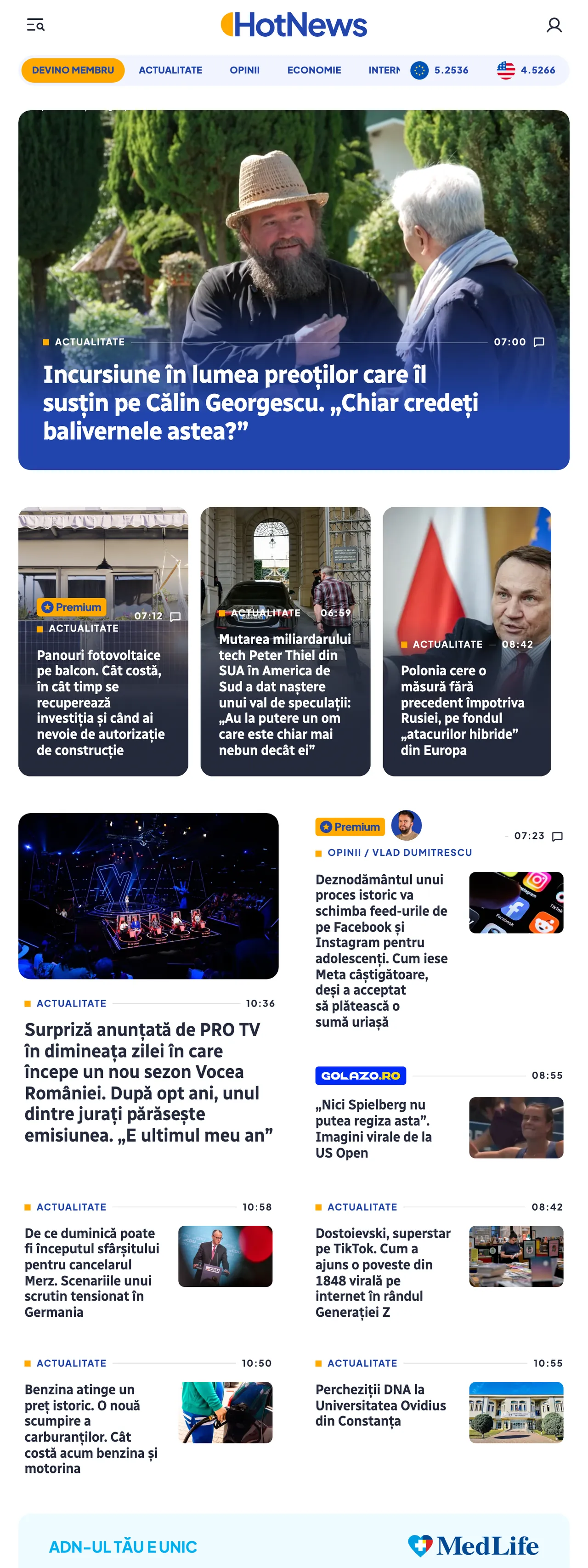 Screenshot of the HotNews.ro front page