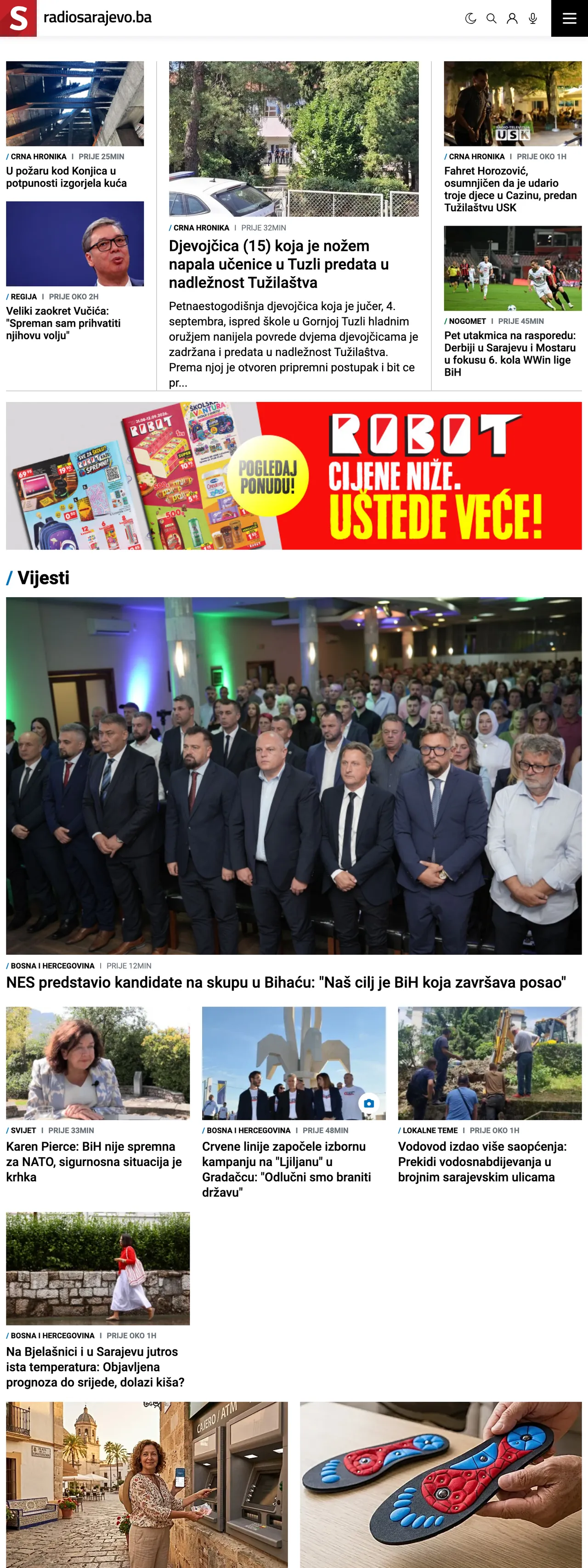 Screenshot of the Radio Sarajevo front page