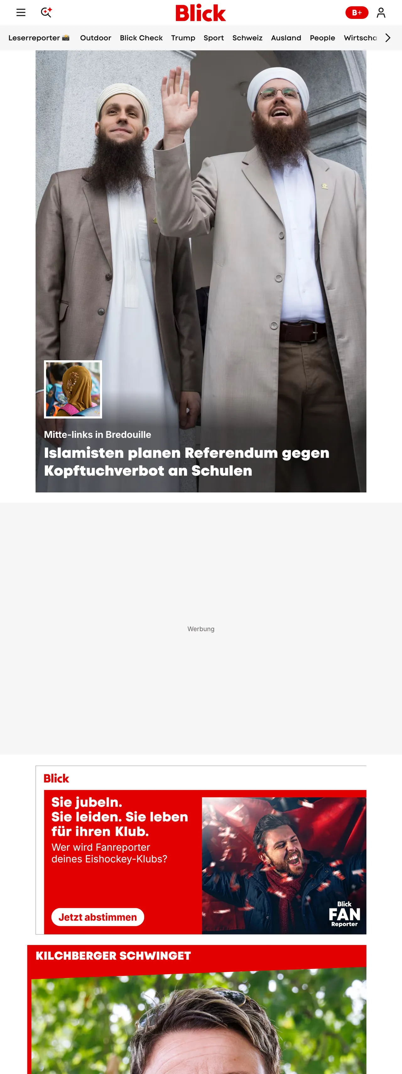 Screenshot of the Blick front page