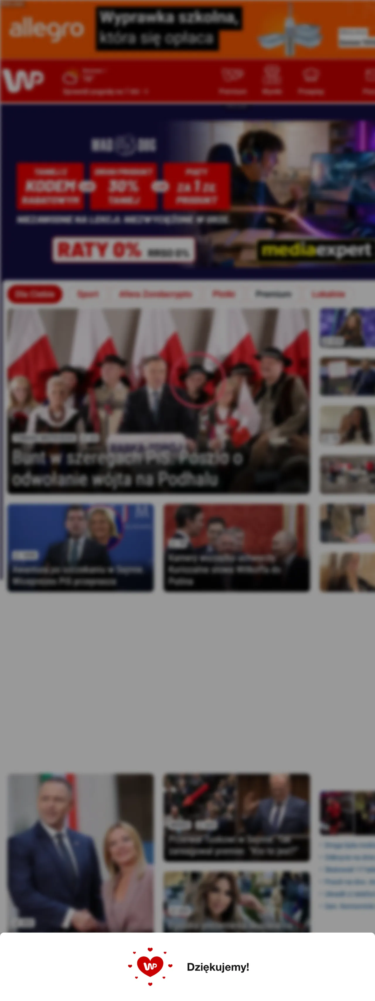 Screenshot of the Wirtualna Polska front page