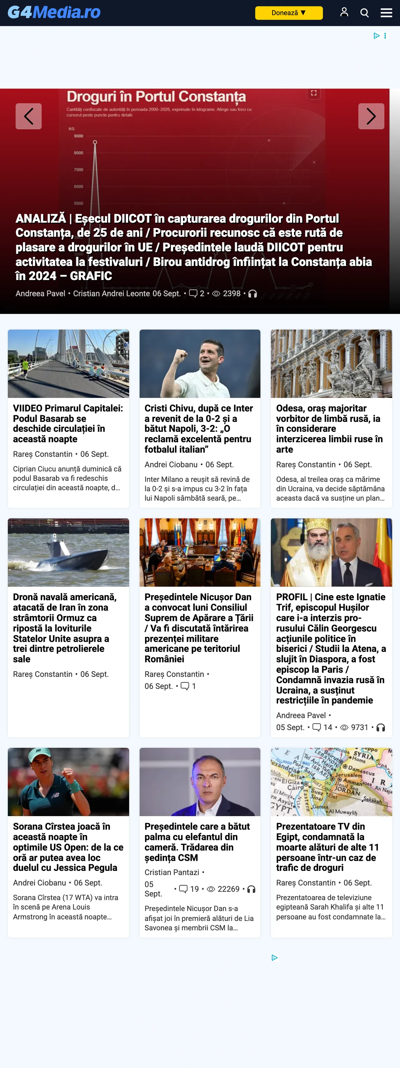 Screenshot of the G4Media front page