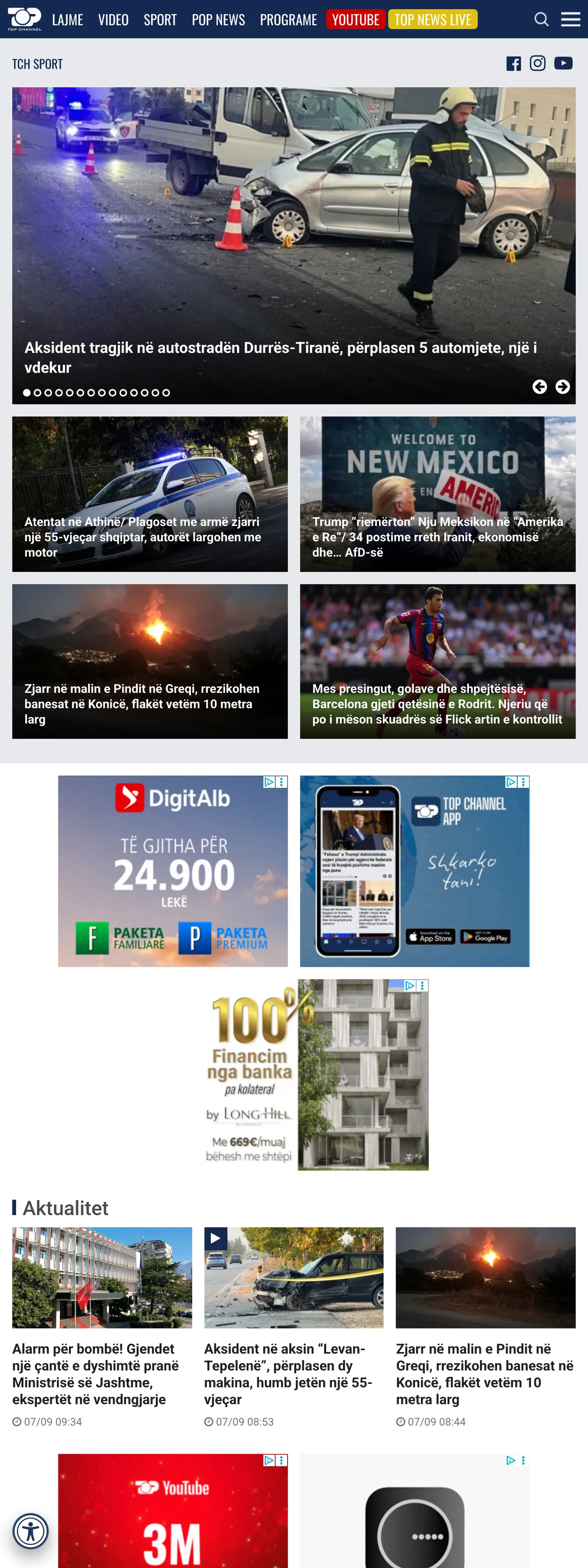 Screenshot of the Top Channel front page