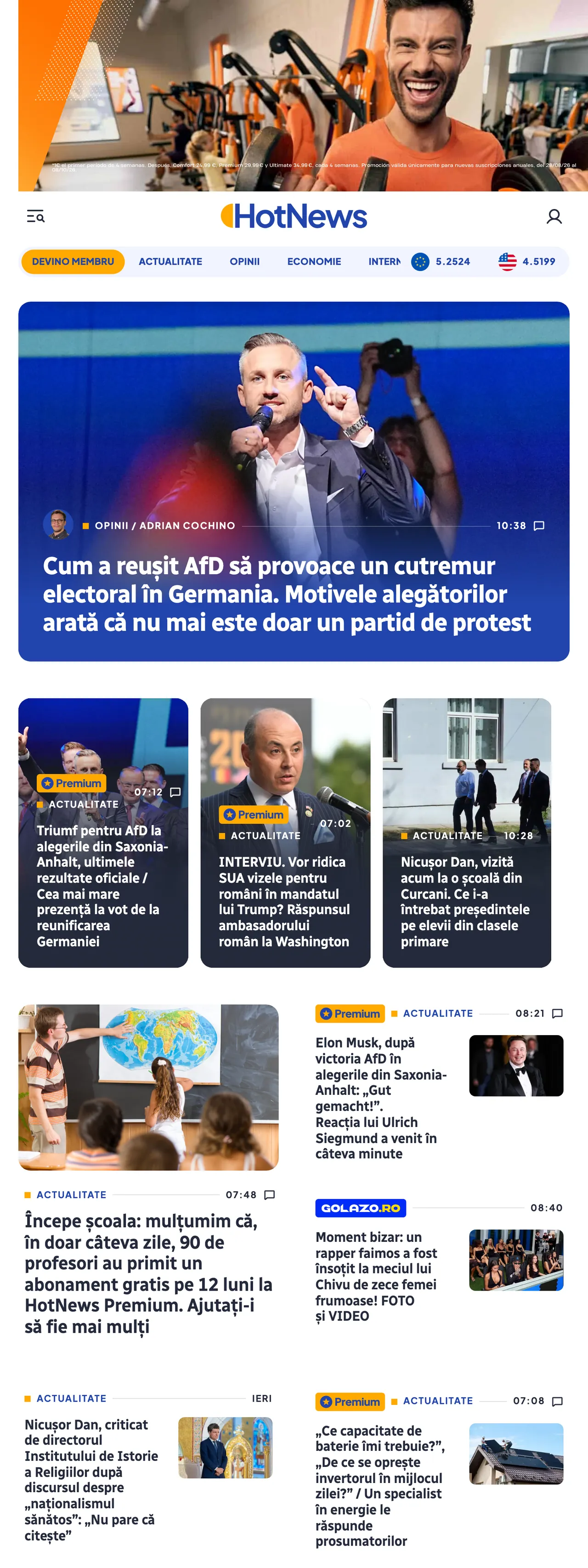 Screenshot of the HotNews.ro front page