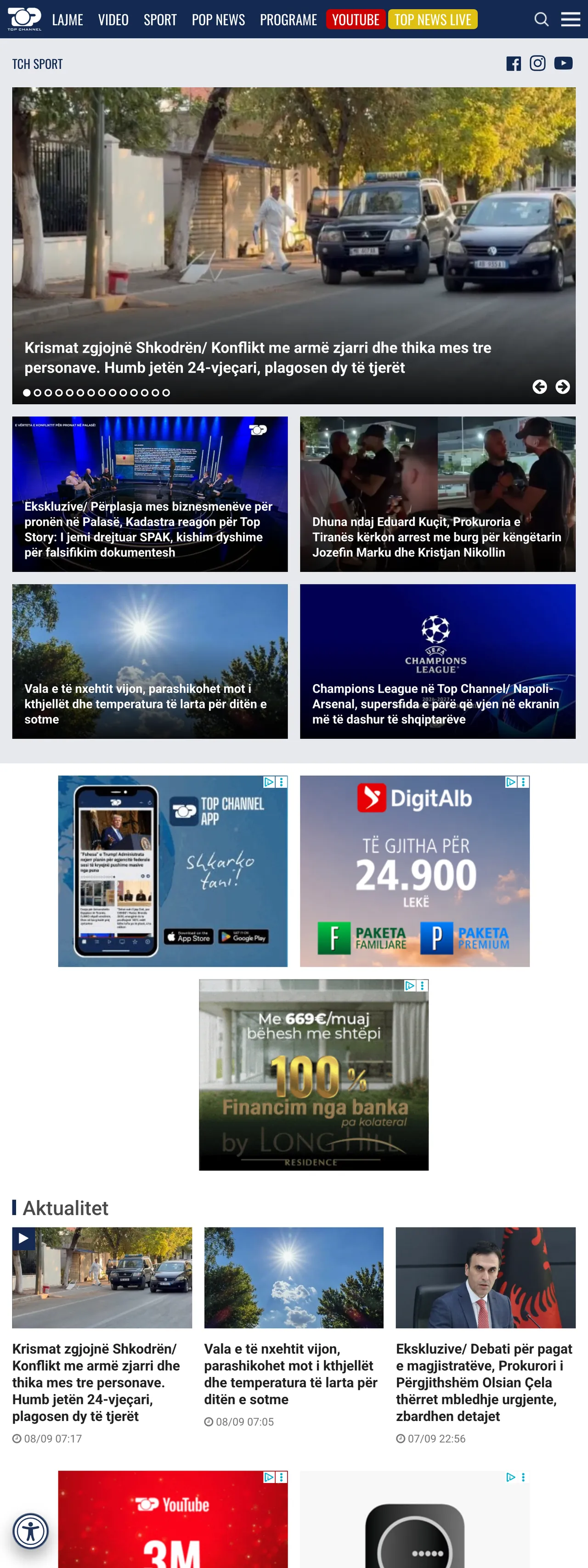 Screenshot of the Top Channel front page