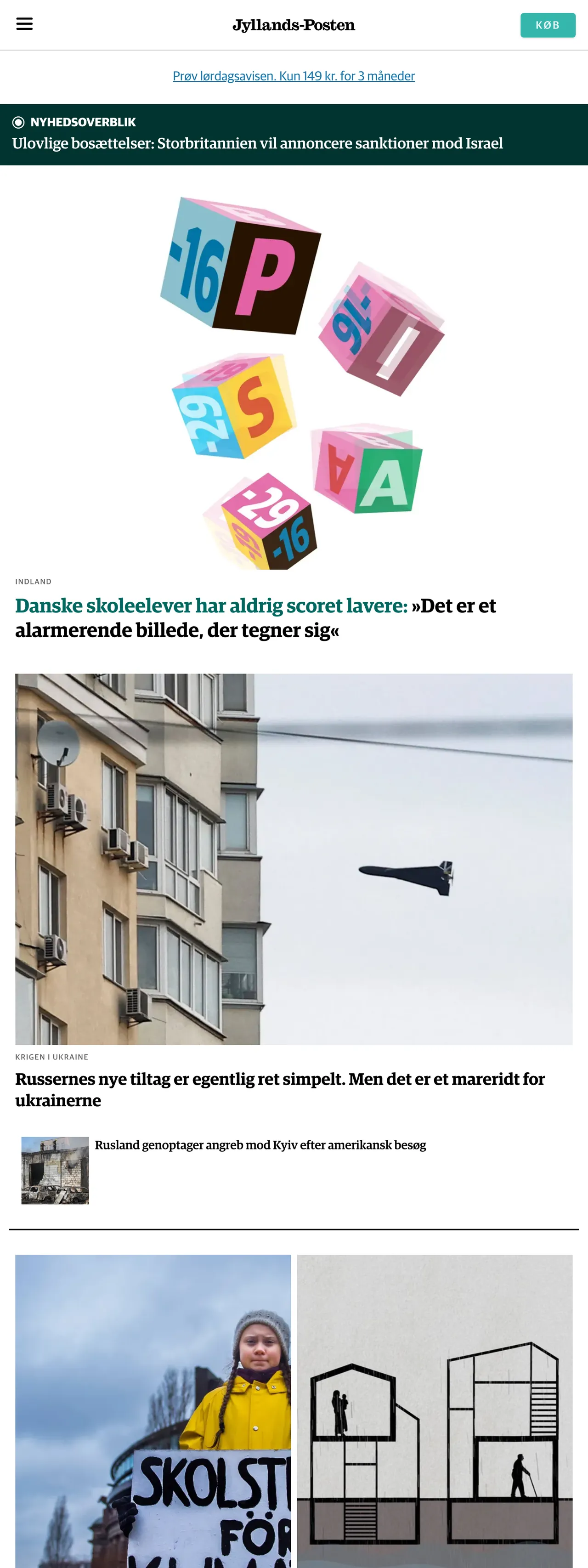 Screenshot of the Jyllands-Posten front page