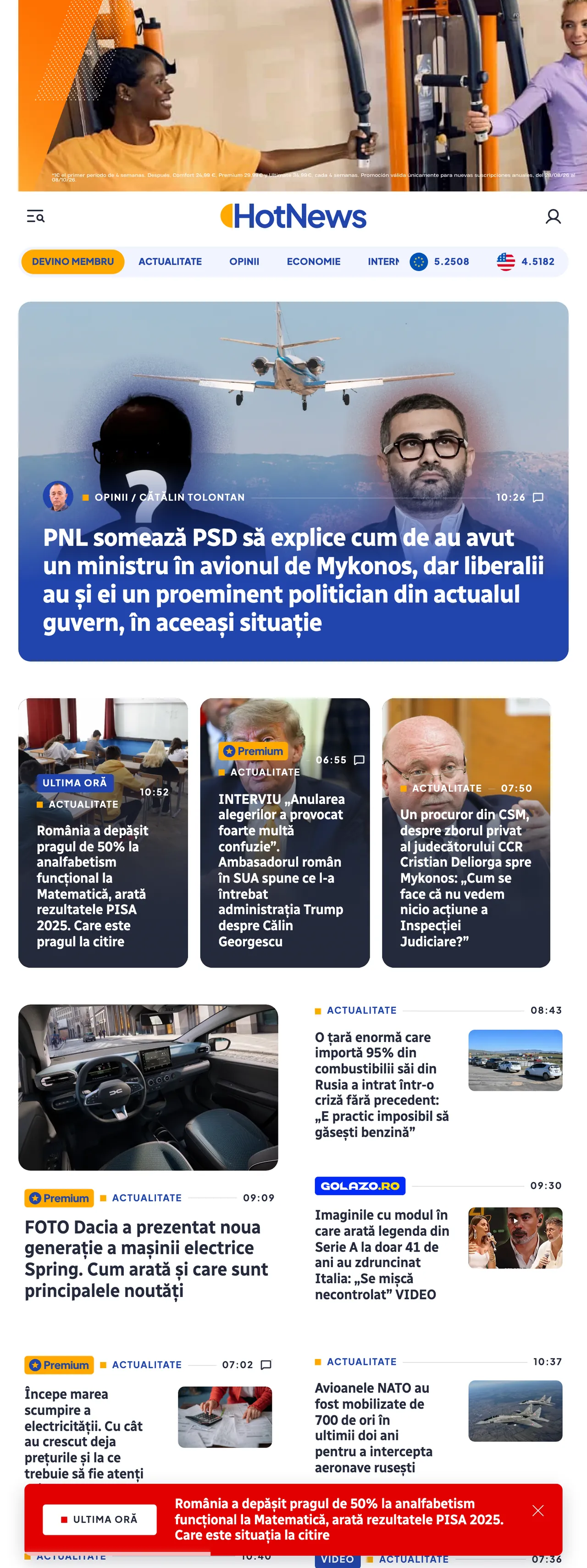 Screenshot of the HotNews.ro front page