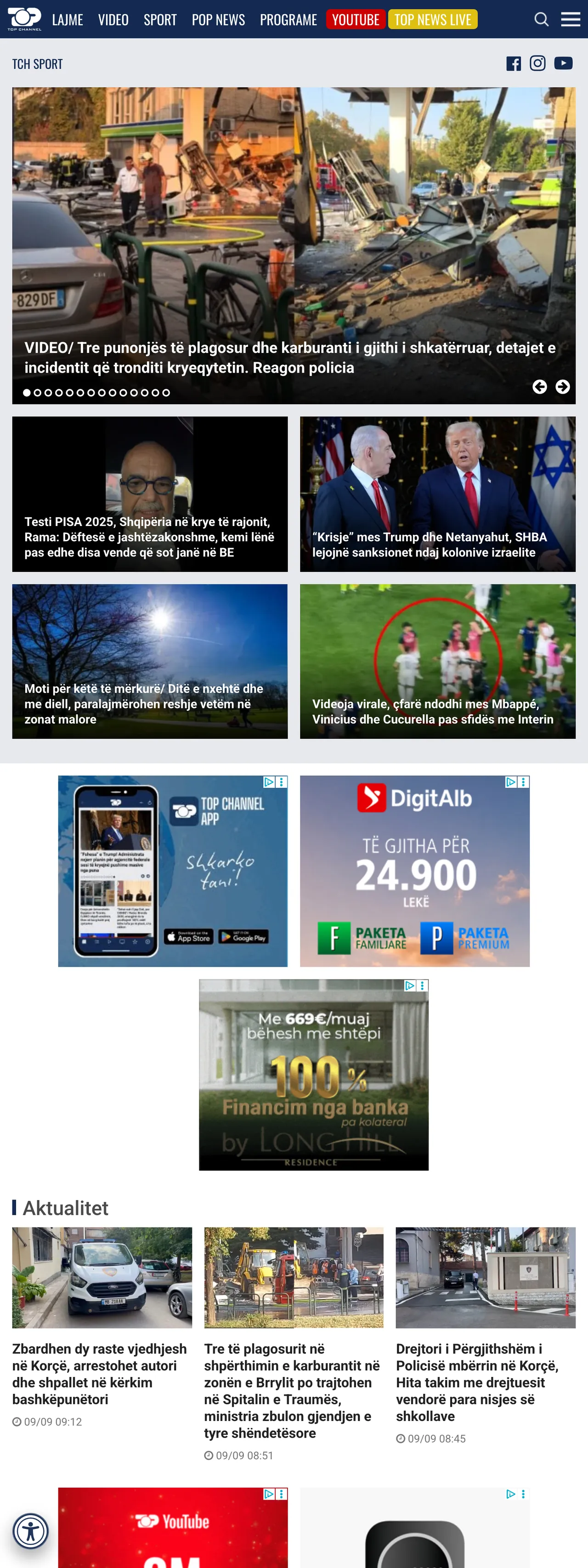 Screenshot of the Top Channel front page