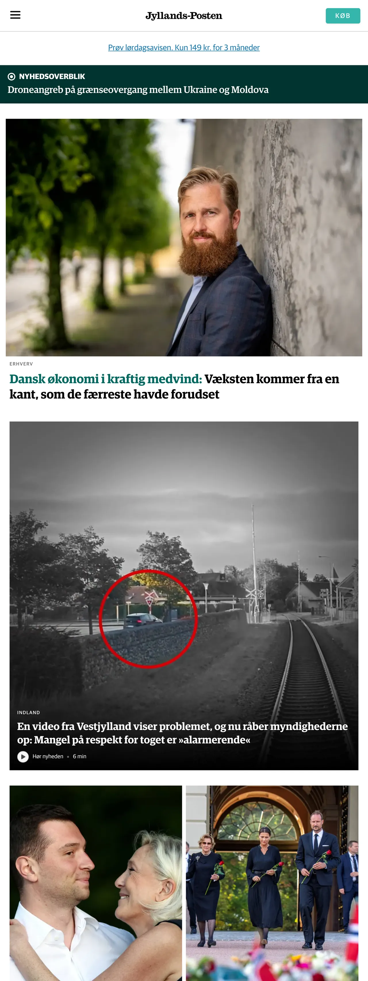 Screenshot of the Jyllands-Posten front page