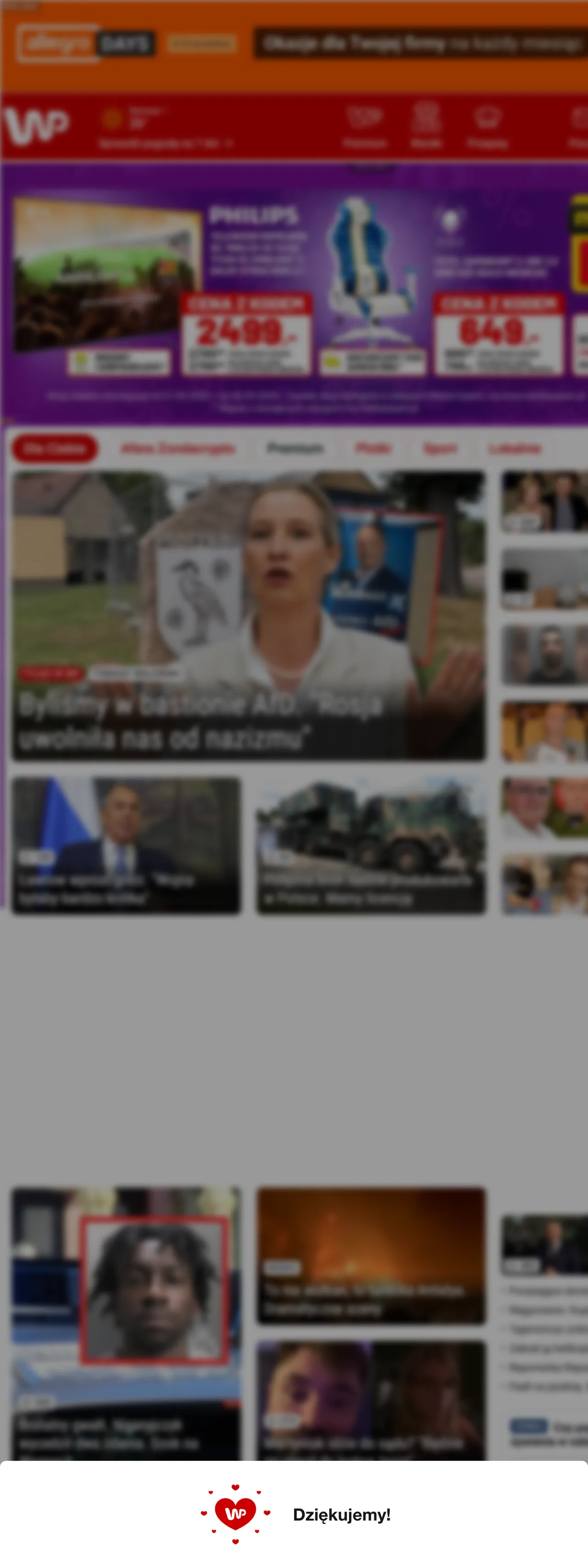 Screenshot of the Wirtualna Polska front page