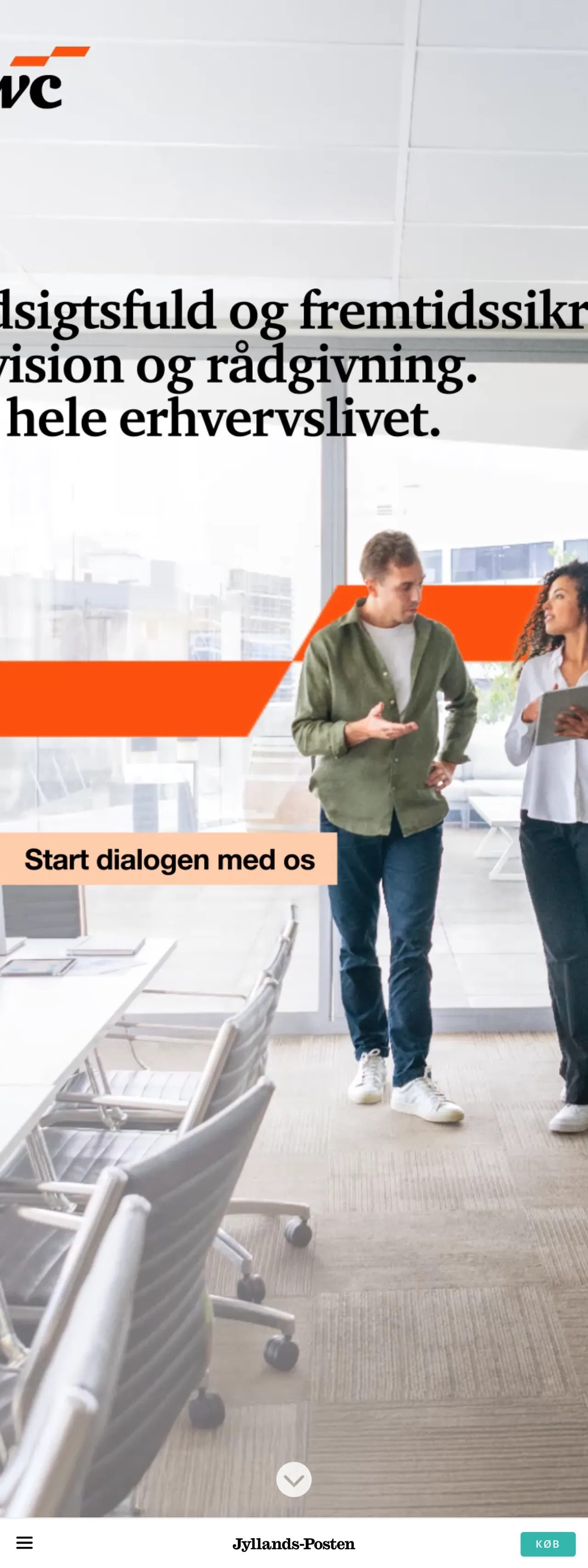 Screenshot of the Jyllands-Posten front page