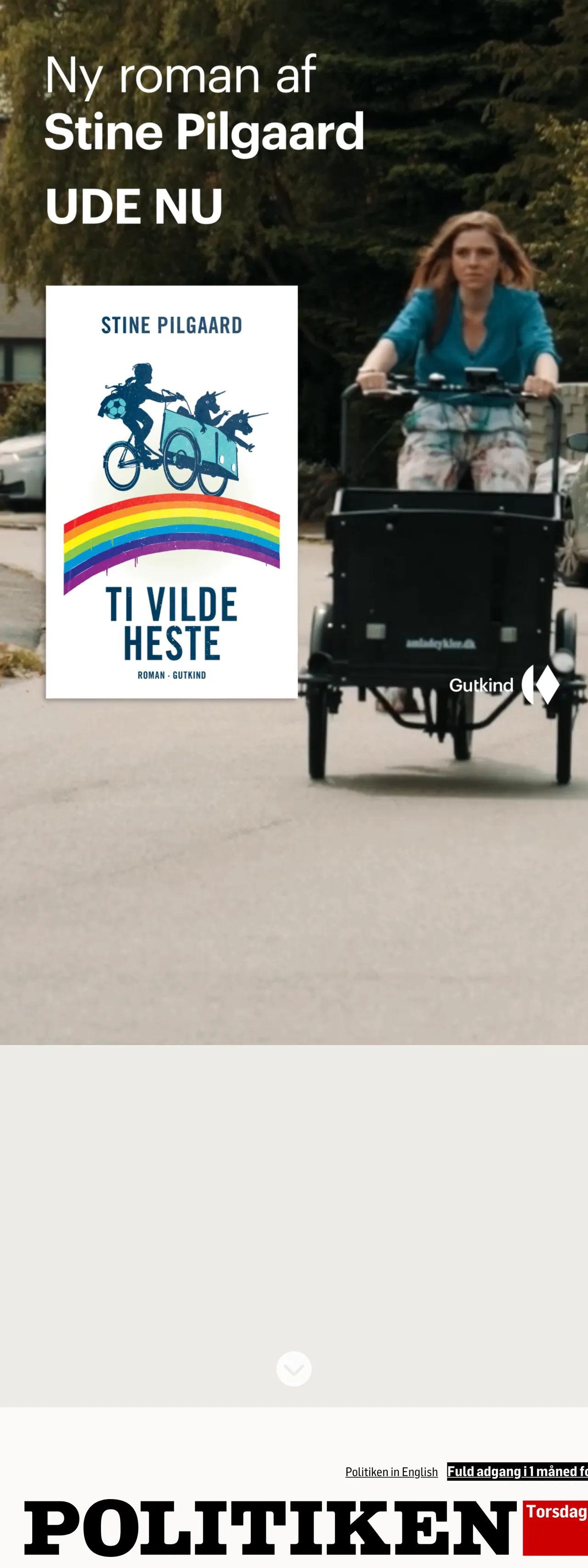 Screenshot of the Politiken front page