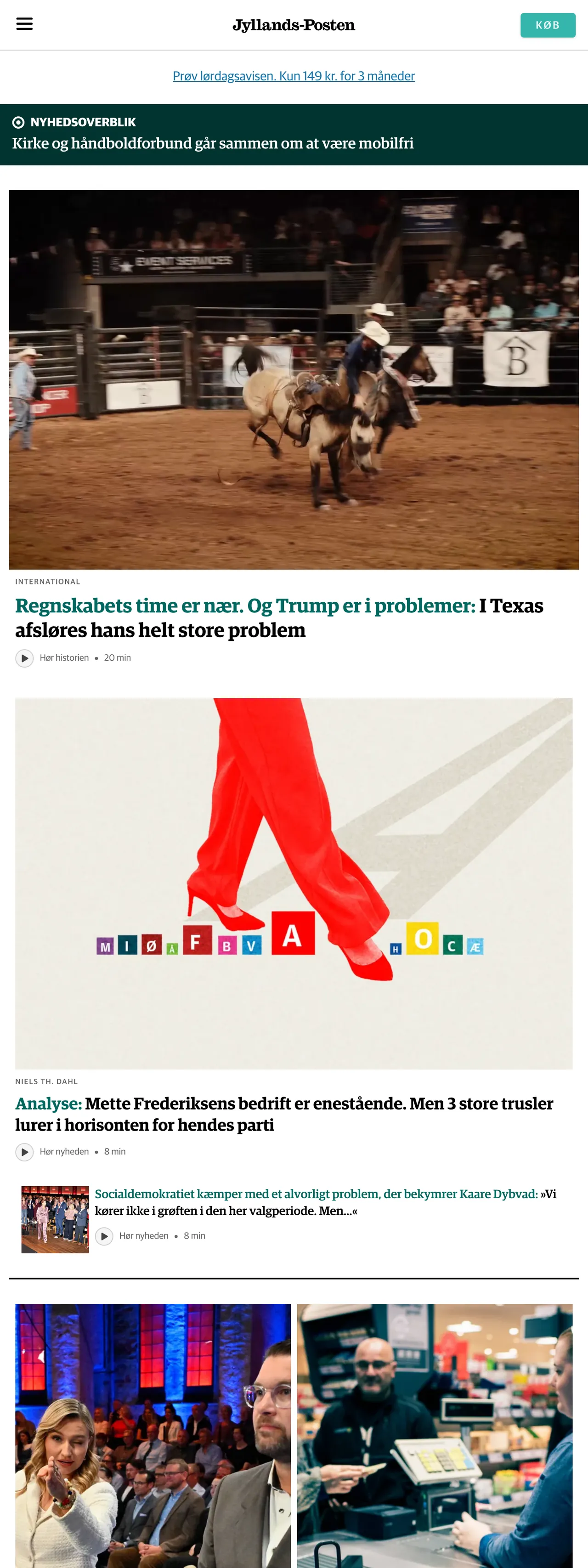 Screenshot of the Jyllands-Posten front page