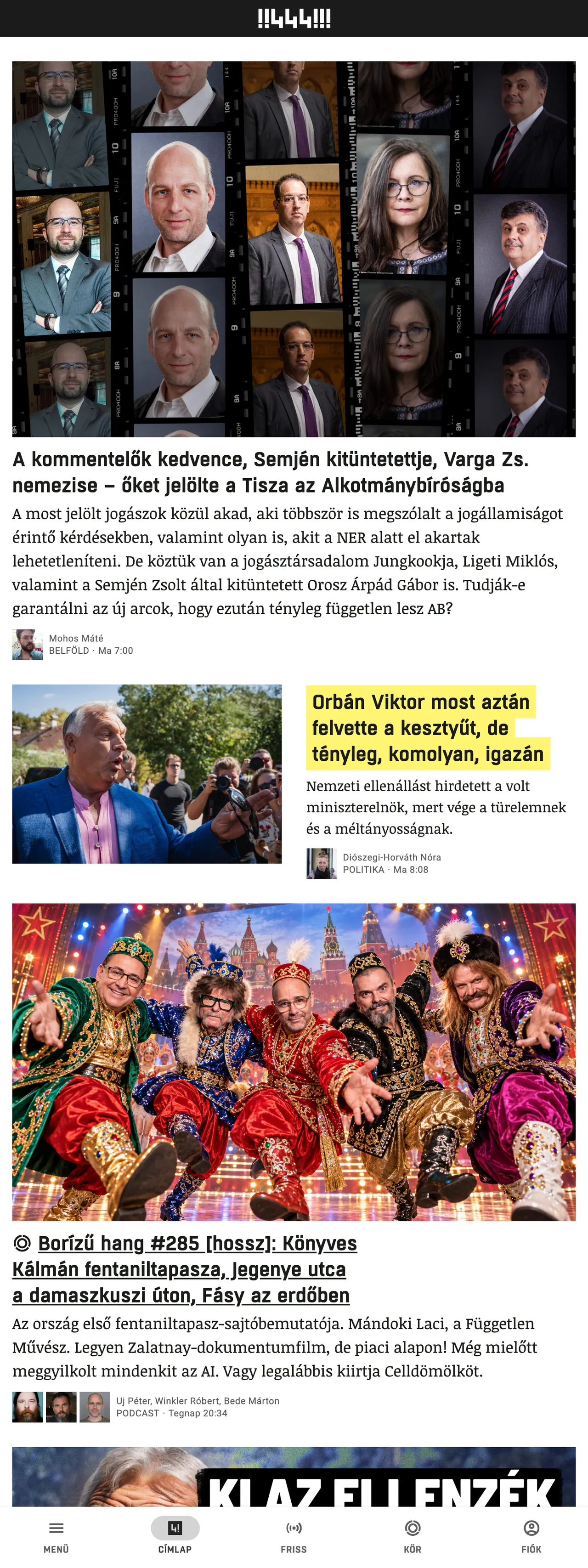 Screenshot of the 444 front page