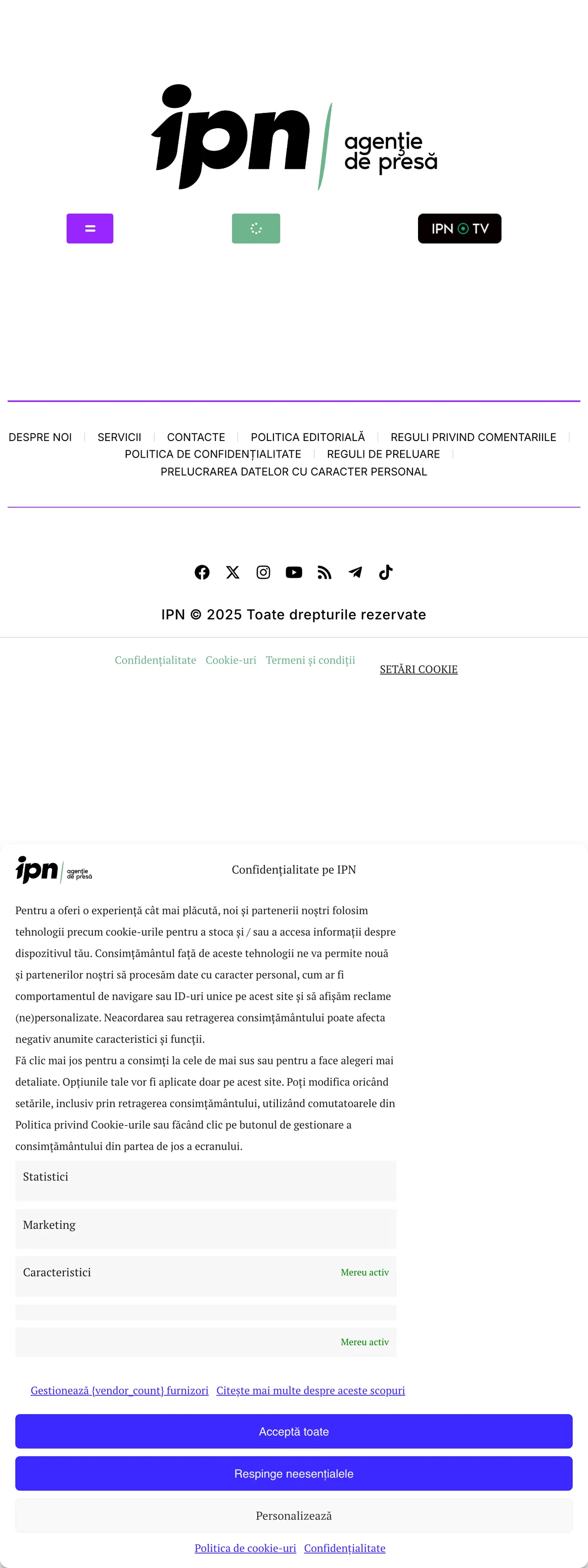 Screenshot of the IPN front page