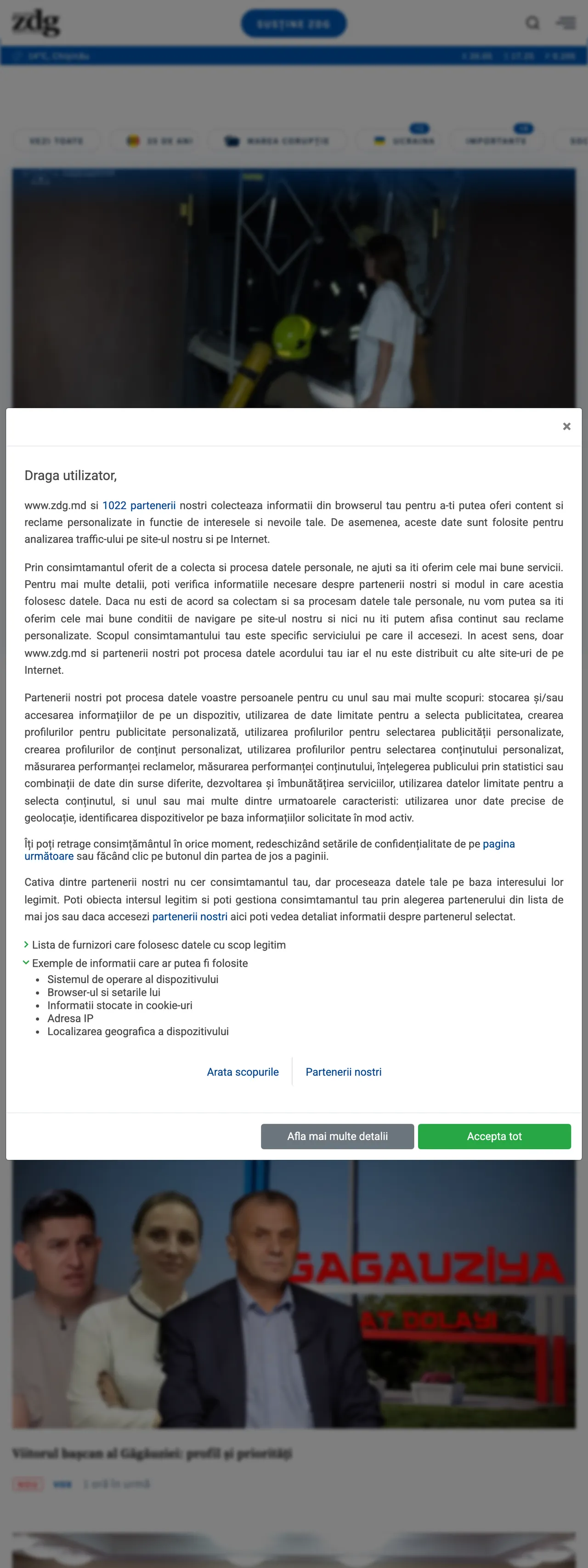 Screenshot of the Ziarul de Gardă front page