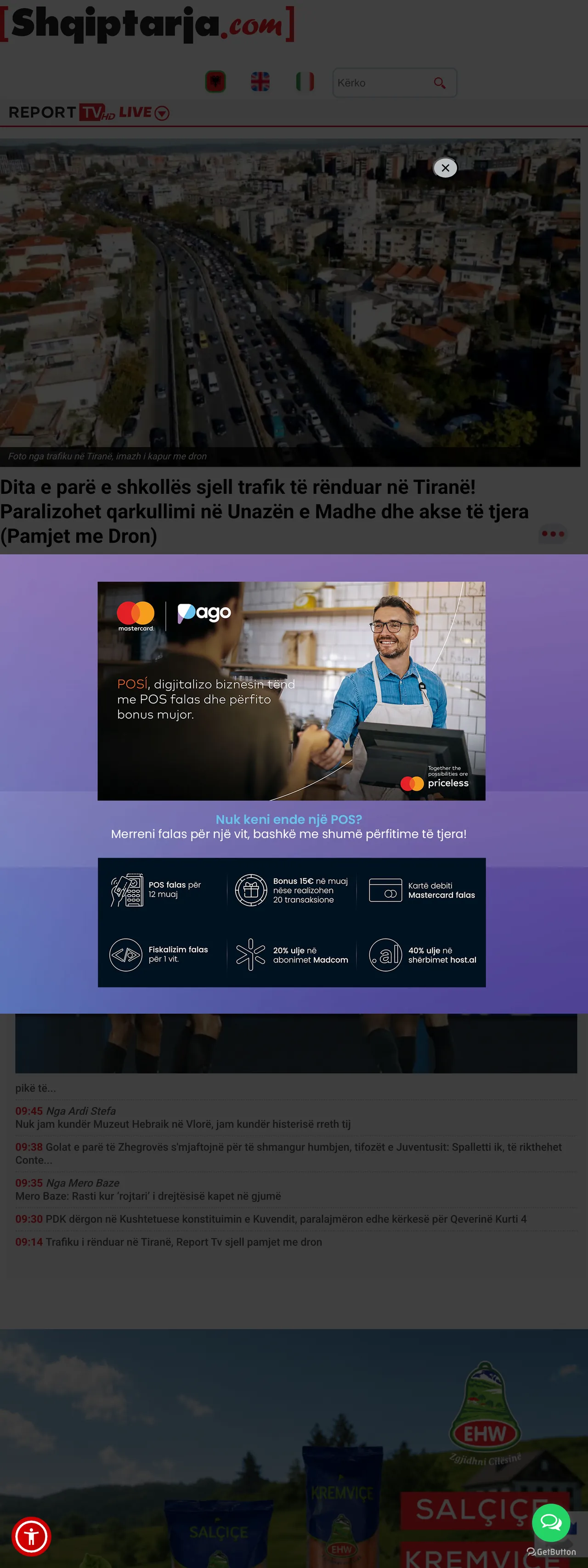 Screenshot of the Shqiptarja.com front page