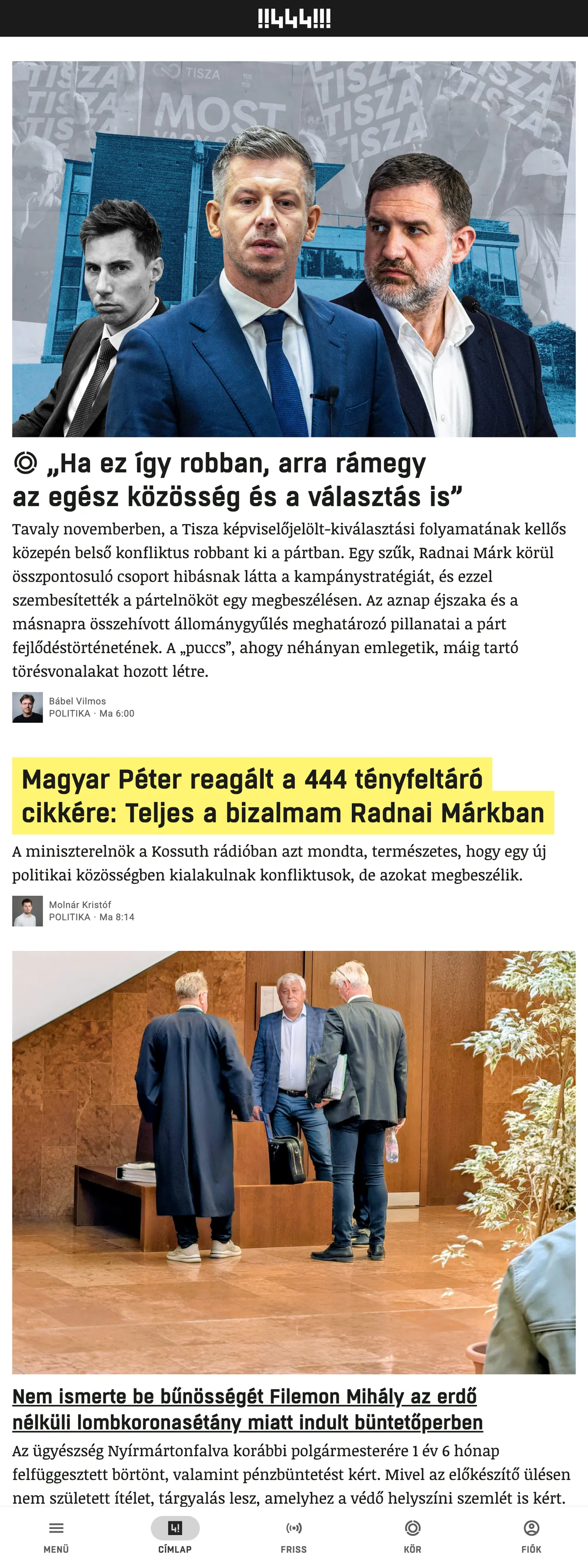 Screenshot of the 444 front page