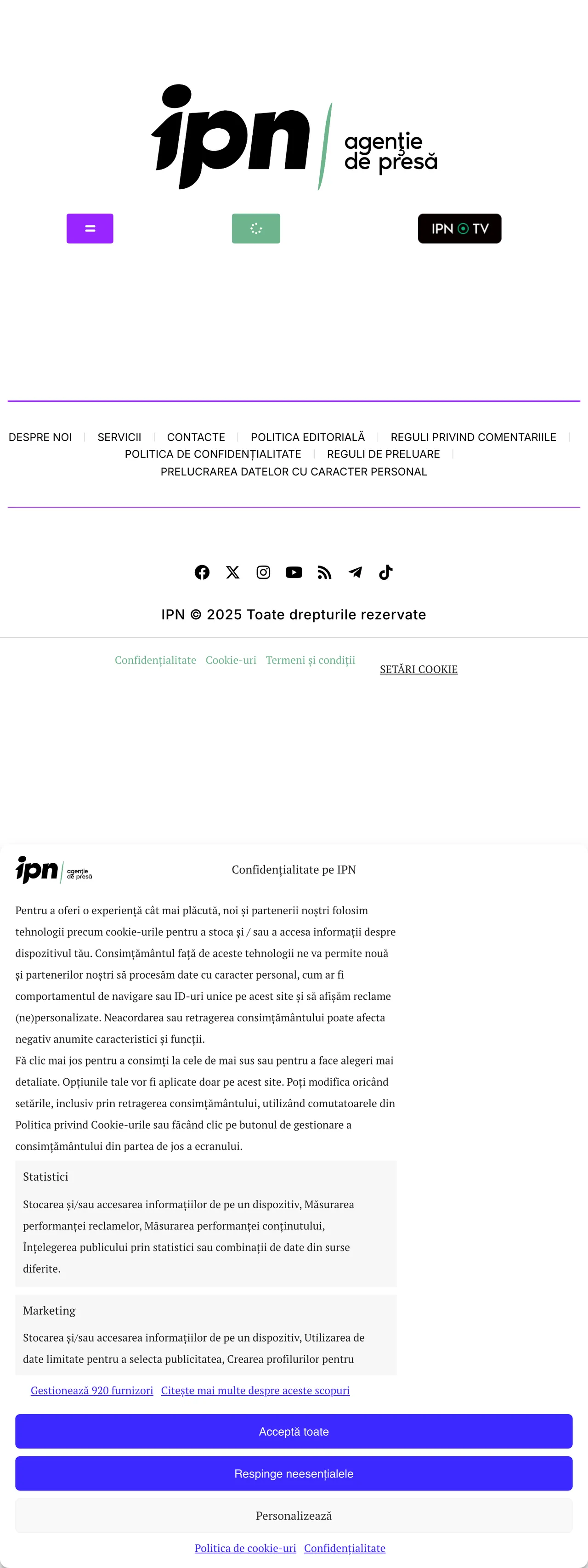 Screenshot of the IPN front page
