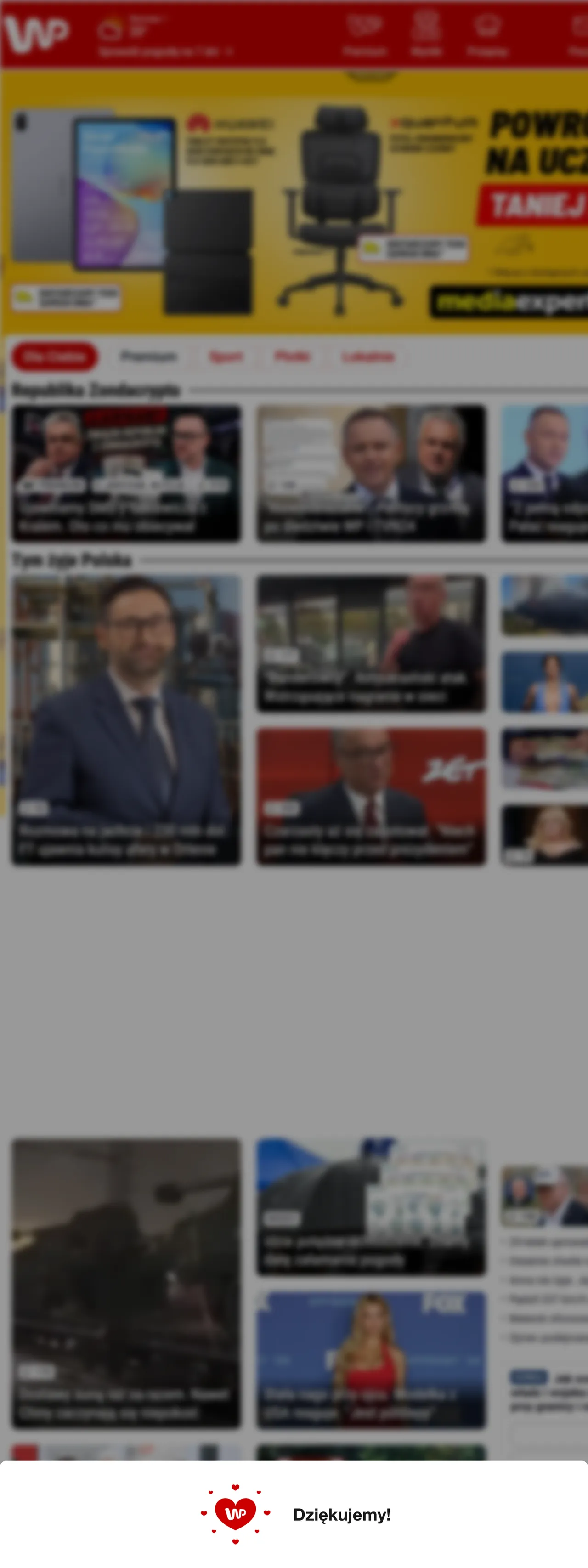 Screenshot of the Wirtualna Polska front page