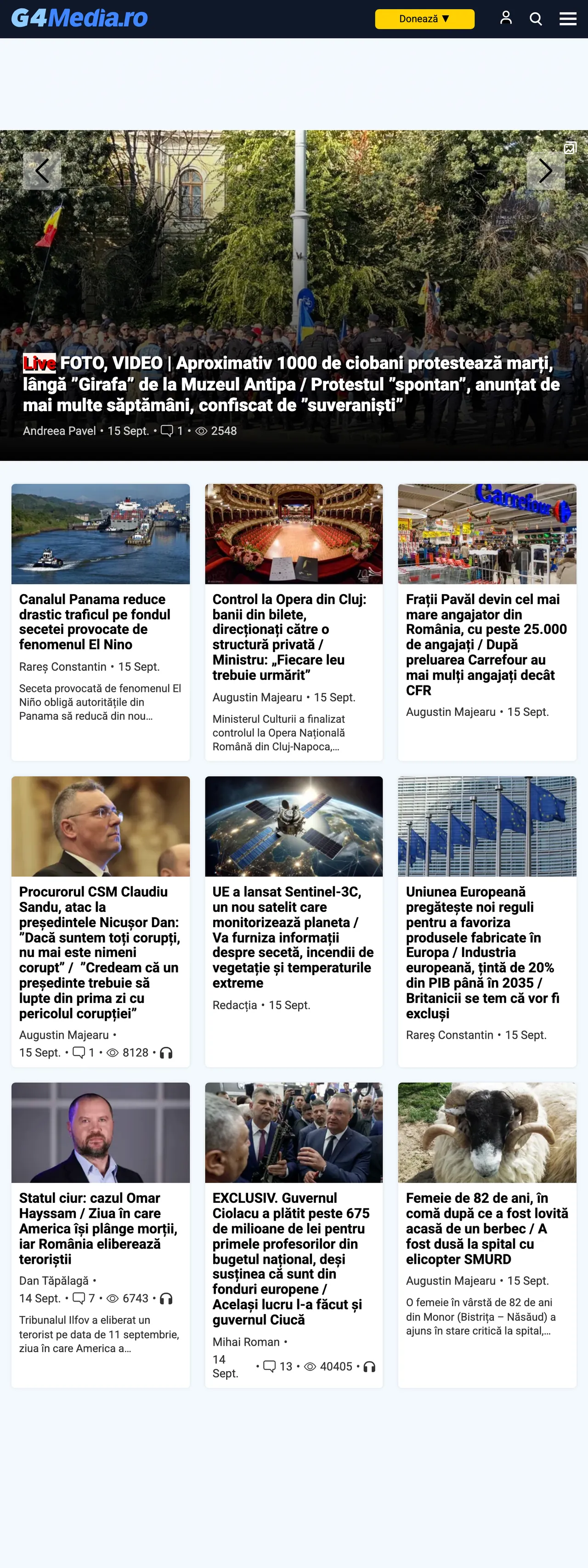 Screenshot of the G4Media front page