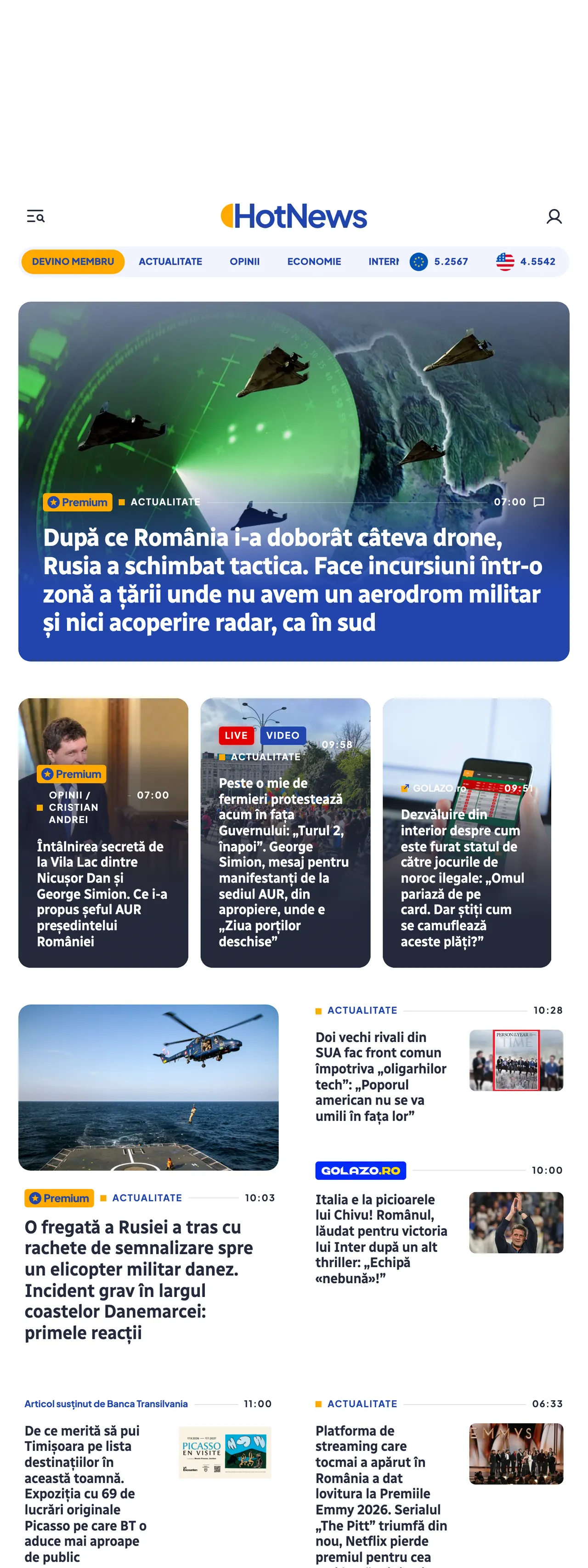 Screenshot of the HotNews.ro front page