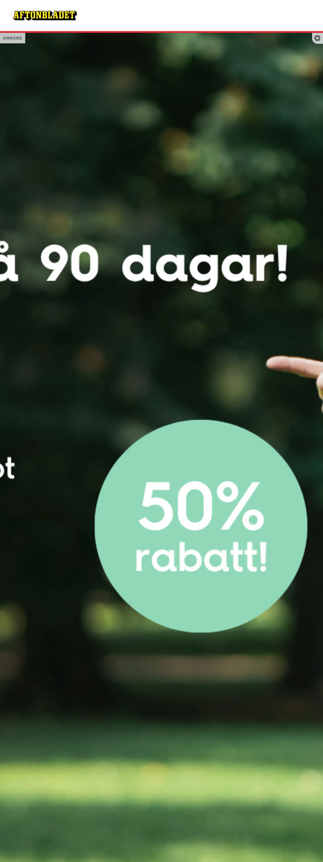 Screenshot of the Aftonbladet front page