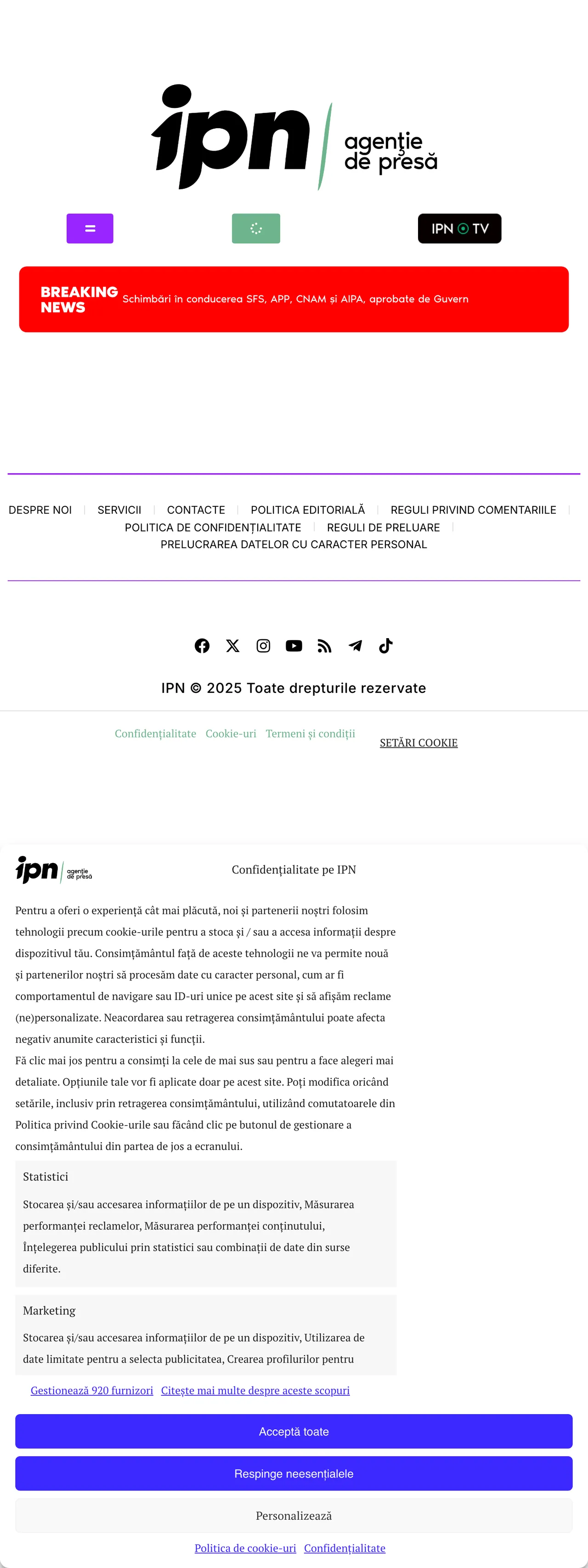 Screenshot of the IPN front page