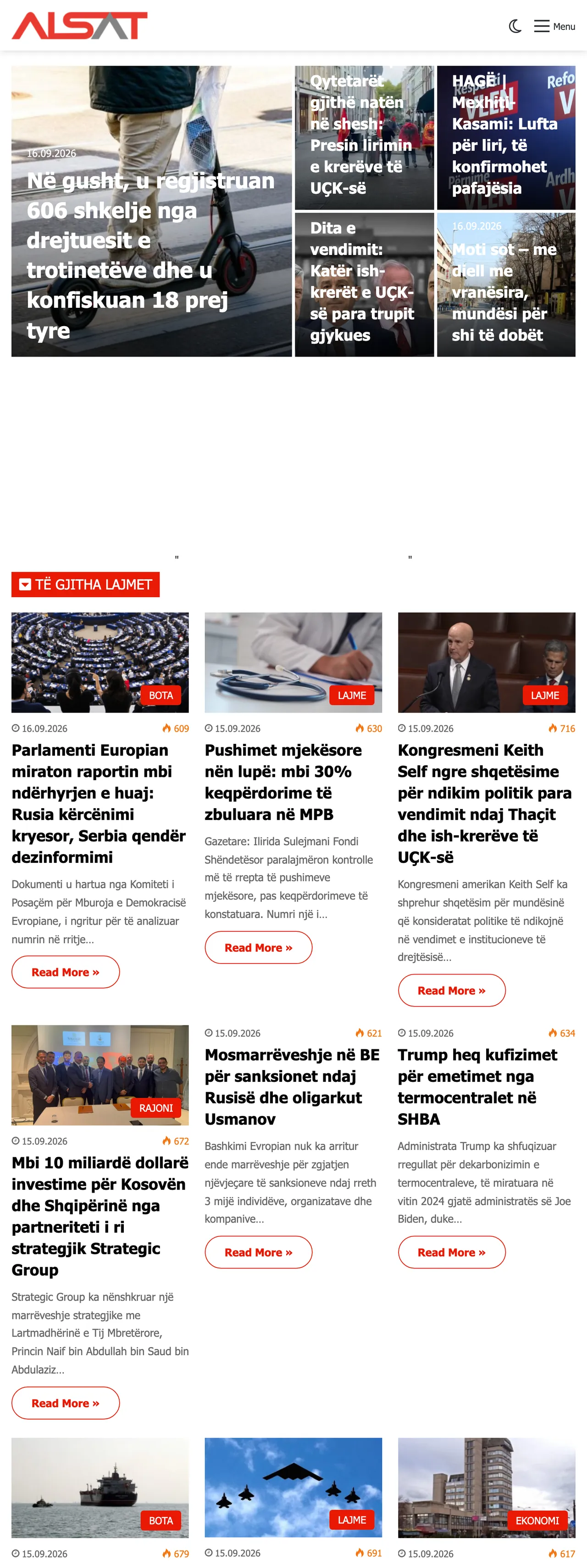 Screenshot of the ALSAT front page