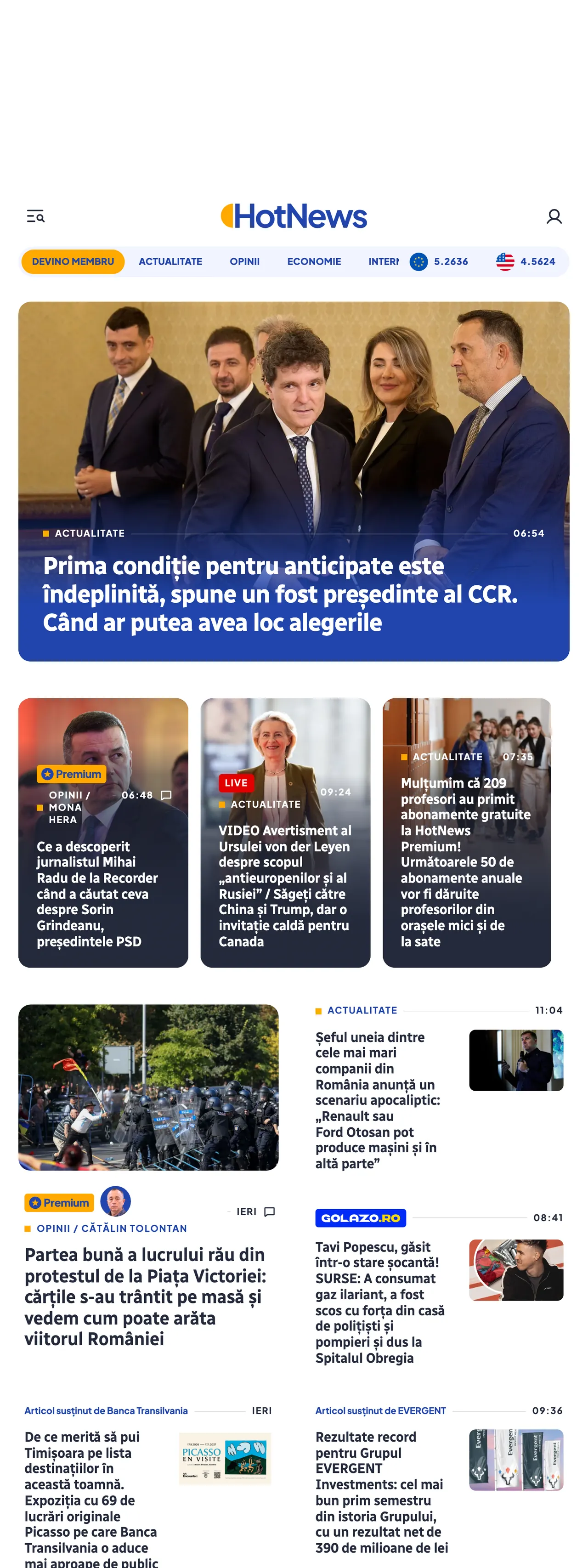 Screenshot of the HotNews.ro front page